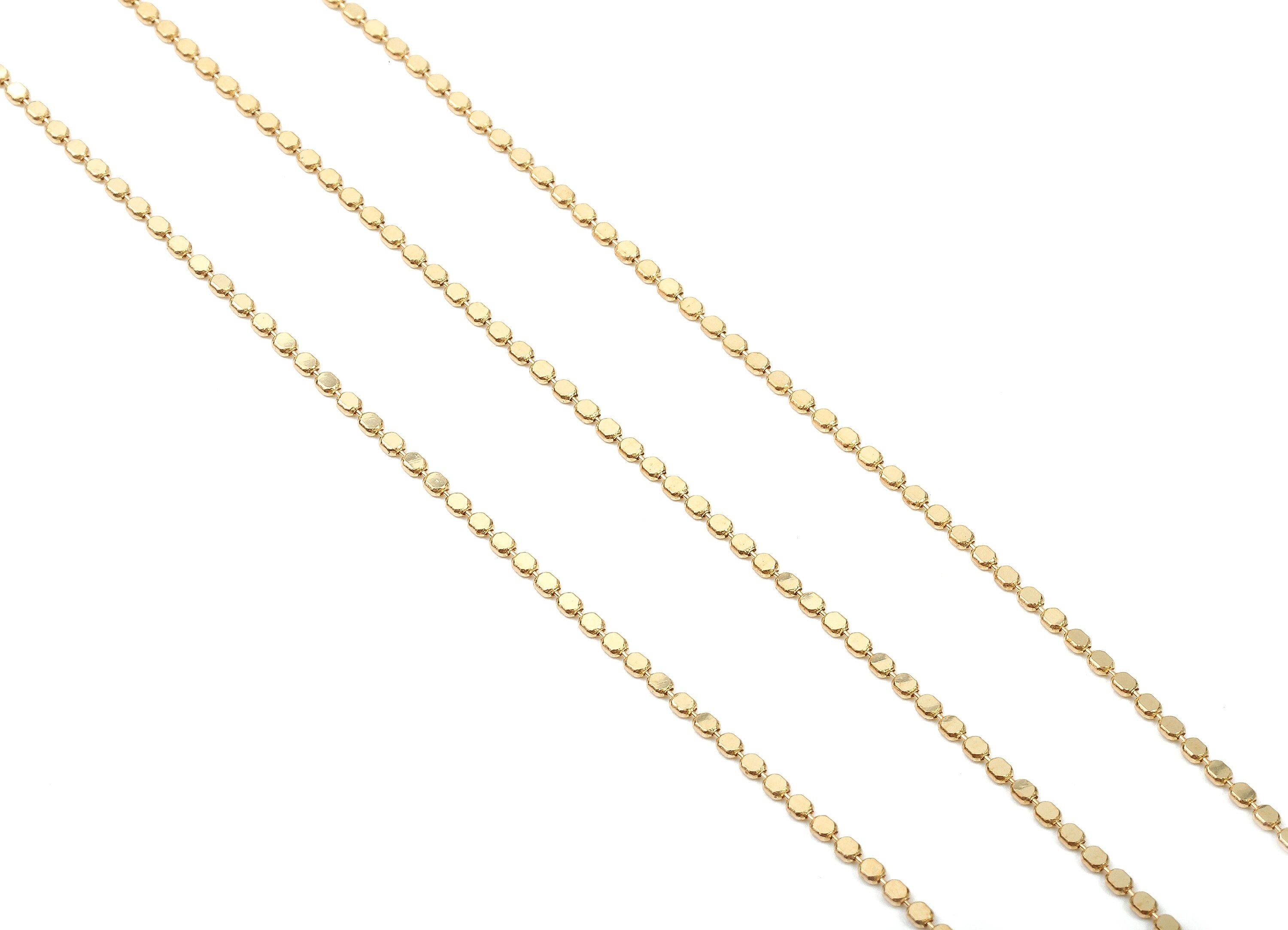 Flat Ball Chain -Raw Brass Tiny Chain - Raw Brass - Delicate Link Chain - 0.07&quot; x 0.06&quot; x 0.03&quot; - for Jewellery Making Findings- CC1147 - DOMEDBAZAAR