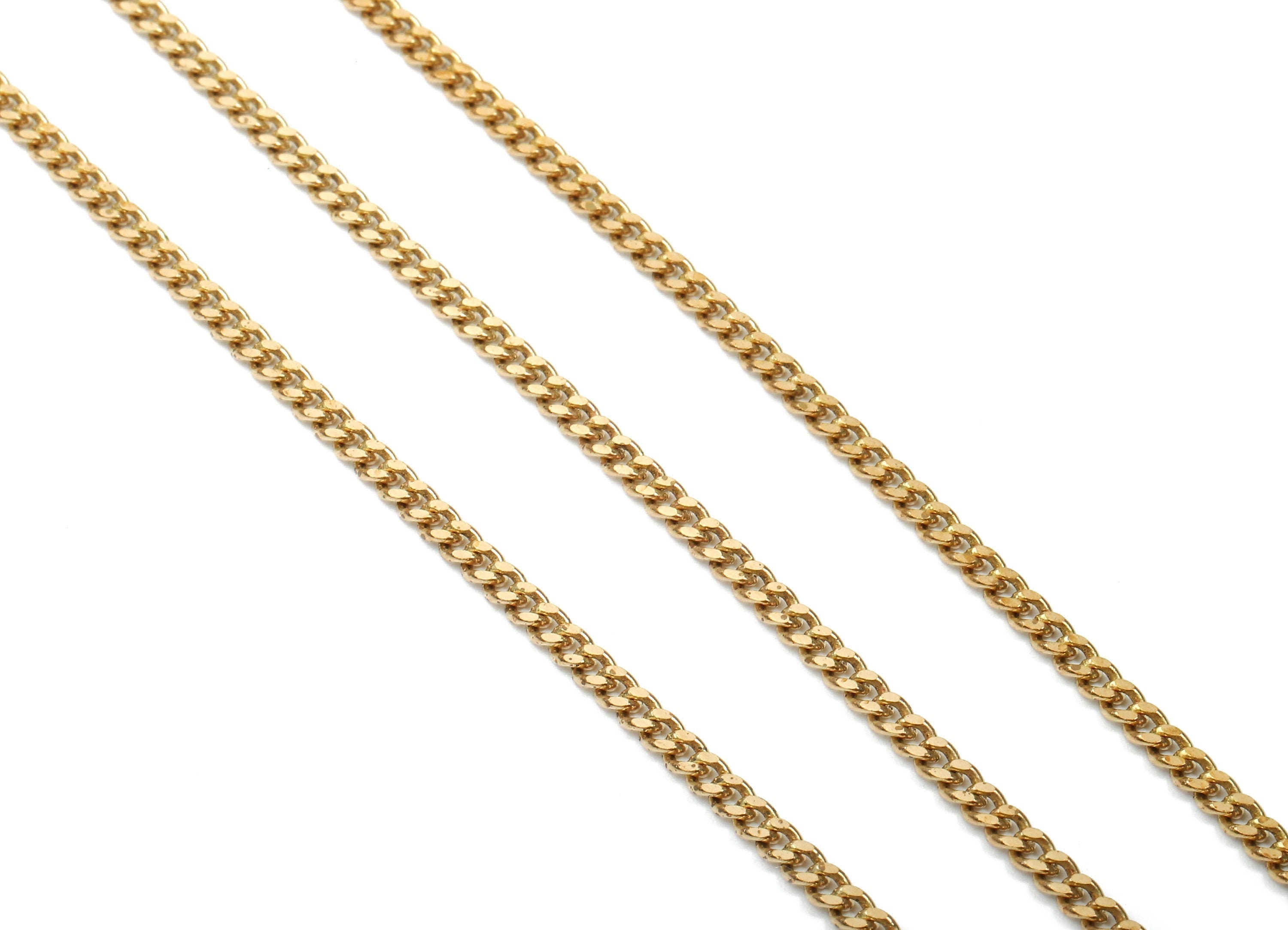 Faceted Curb Chain - Raw Brass Curb  Chain - Soldered Chain - 0.11&quot; x 0.11&quot; x 0.03&quot; - Jewellery Making - CC1144 - DOMEDBAZAAR
