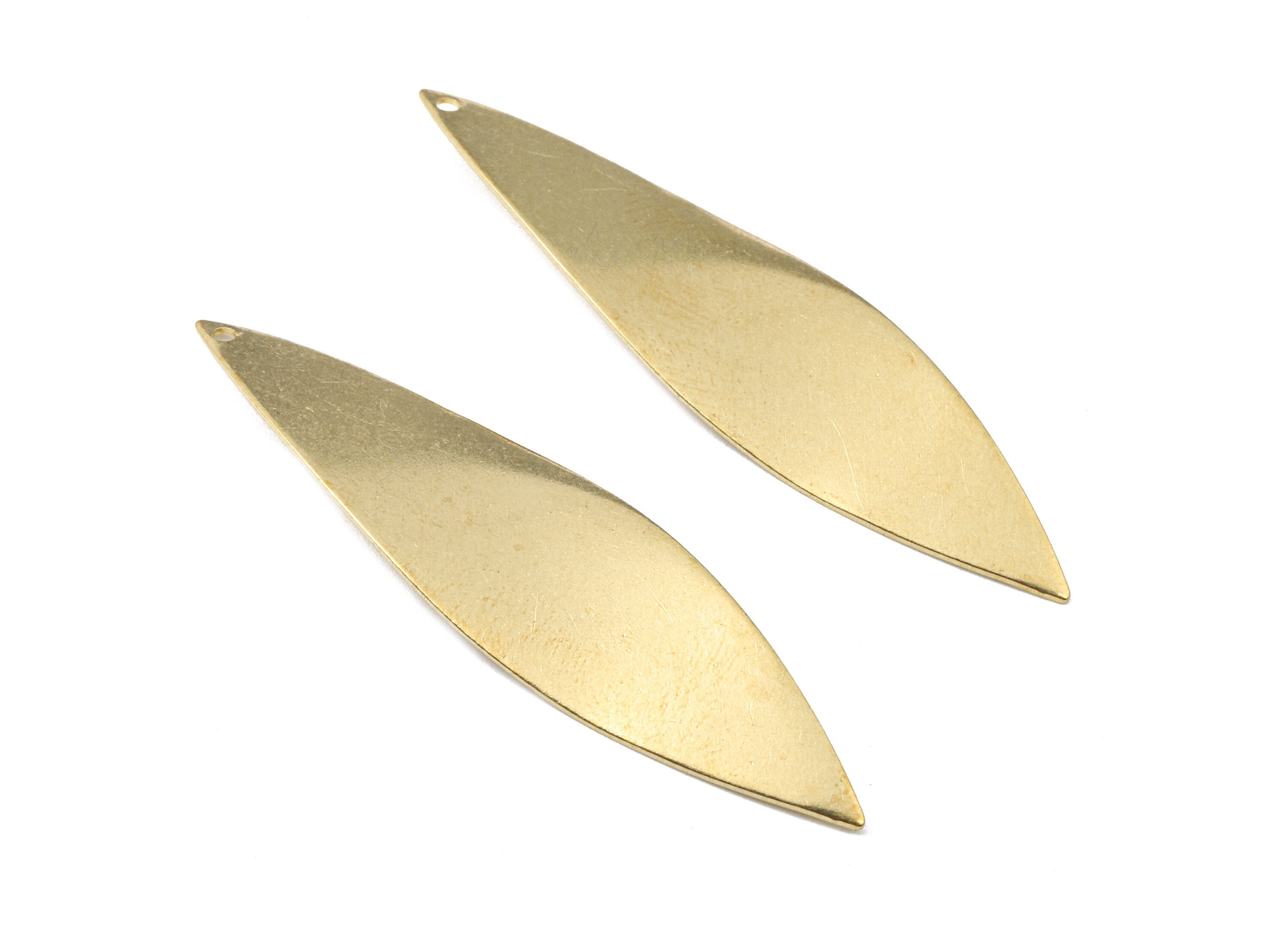 Personalized stamping blank - Brass Wavy Leaf Charms - Raw Brass Leaf Earrings and Pendant - 52.14x12.87x1.38mm - PP2707 - DOMEDBAZAAR