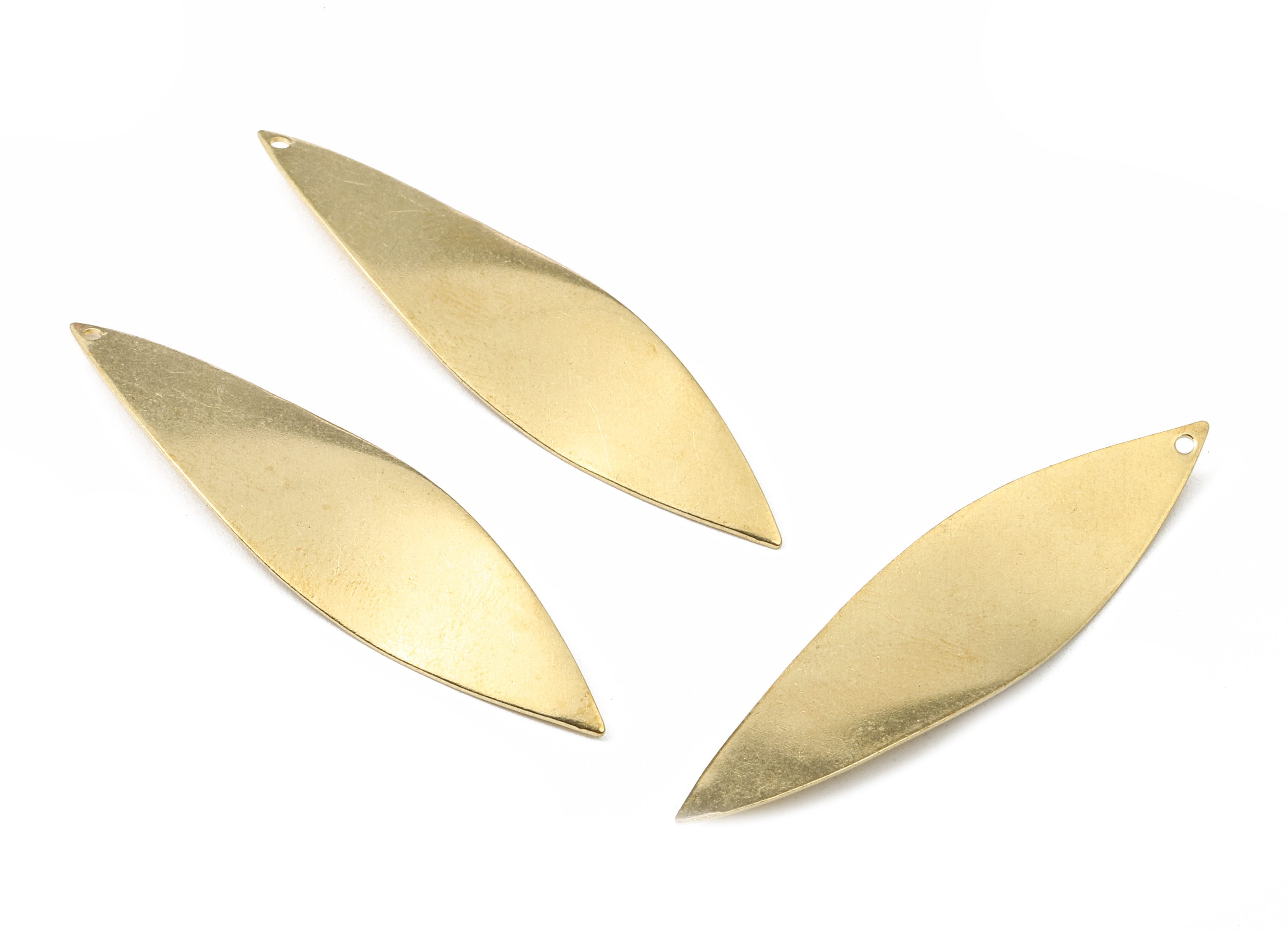 Personalized stamping blank - Brass Wavy Leaf Charms - Raw Brass Leaf Earrings and Pendant - 52.14x12.87x1.38mm - PP2707 - DOMEDBAZAAR
