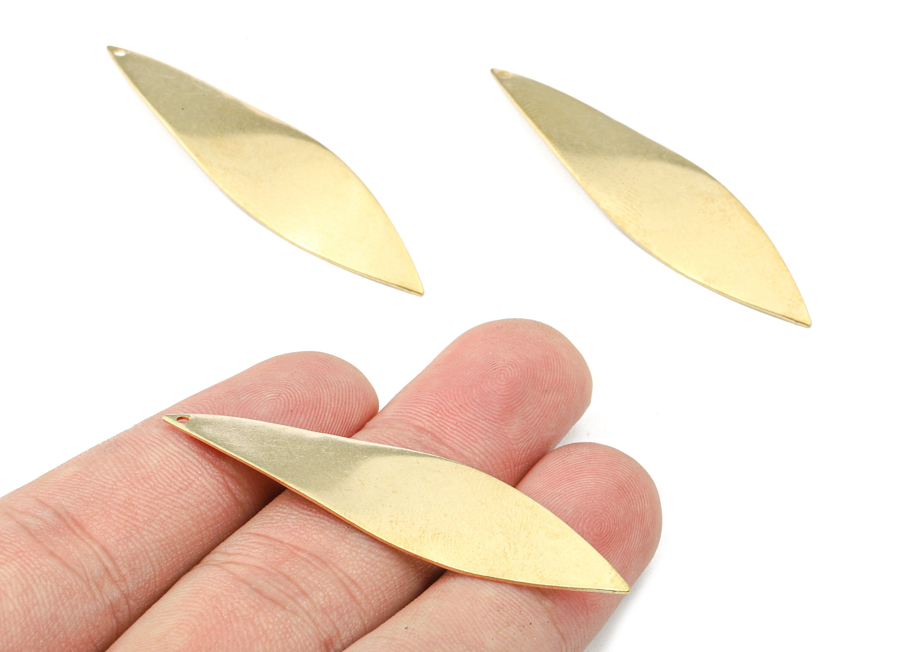 Personalized stamping blank - Brass Wavy Leaf Charms - Raw Brass Leaf Earrings and Pendant - 52.14x12.87x1.38mm - PP2707 - DOMEDBAZAAR