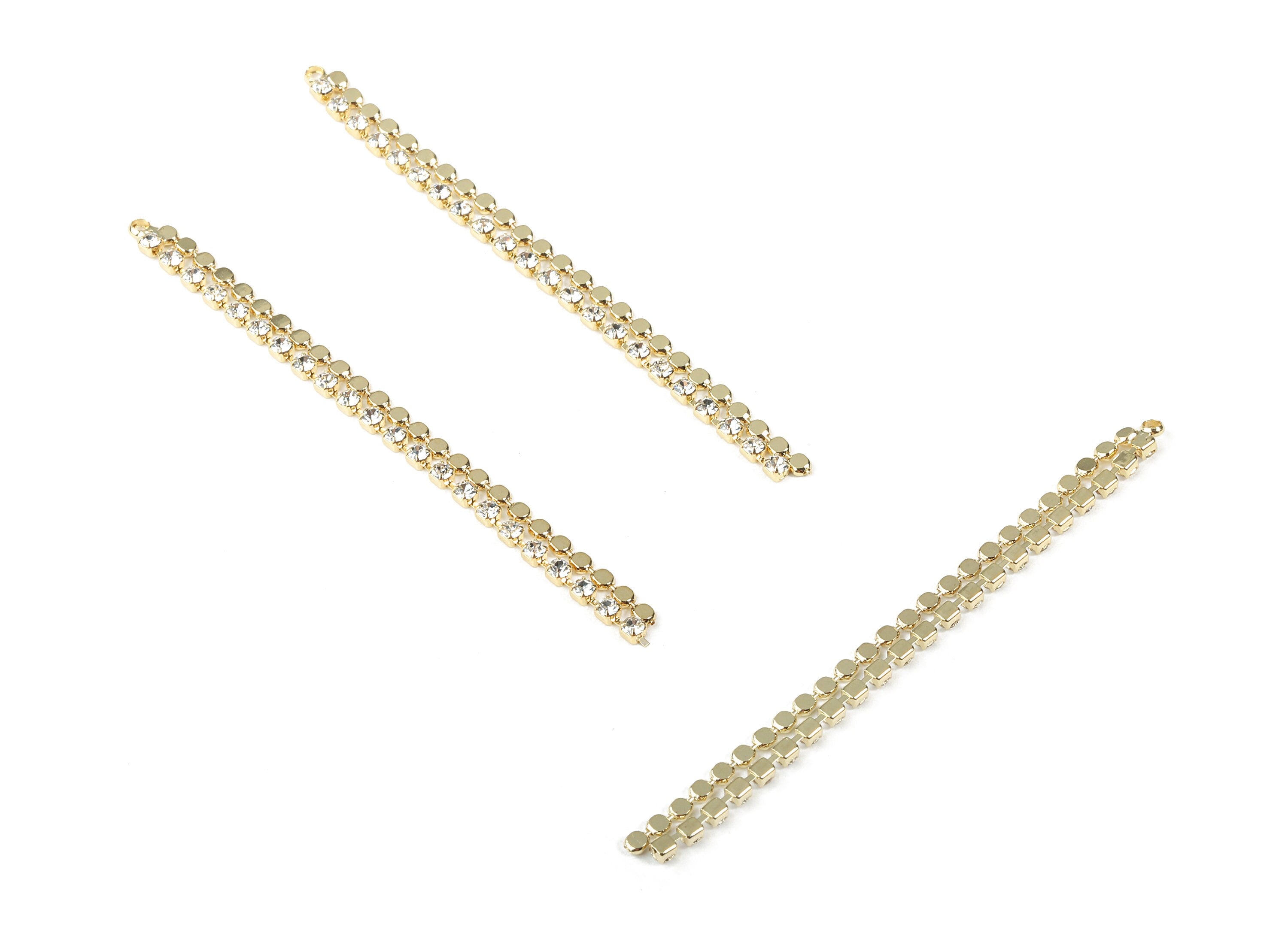 Brass Tassel Rhinestone Round Chain Charms - Brass Rhinestone Round Chain Pendant - 18k Real Gold Plating Brass - 70.1x4.33x1.98mm - RGP2295 - DOMEDBAZAAR