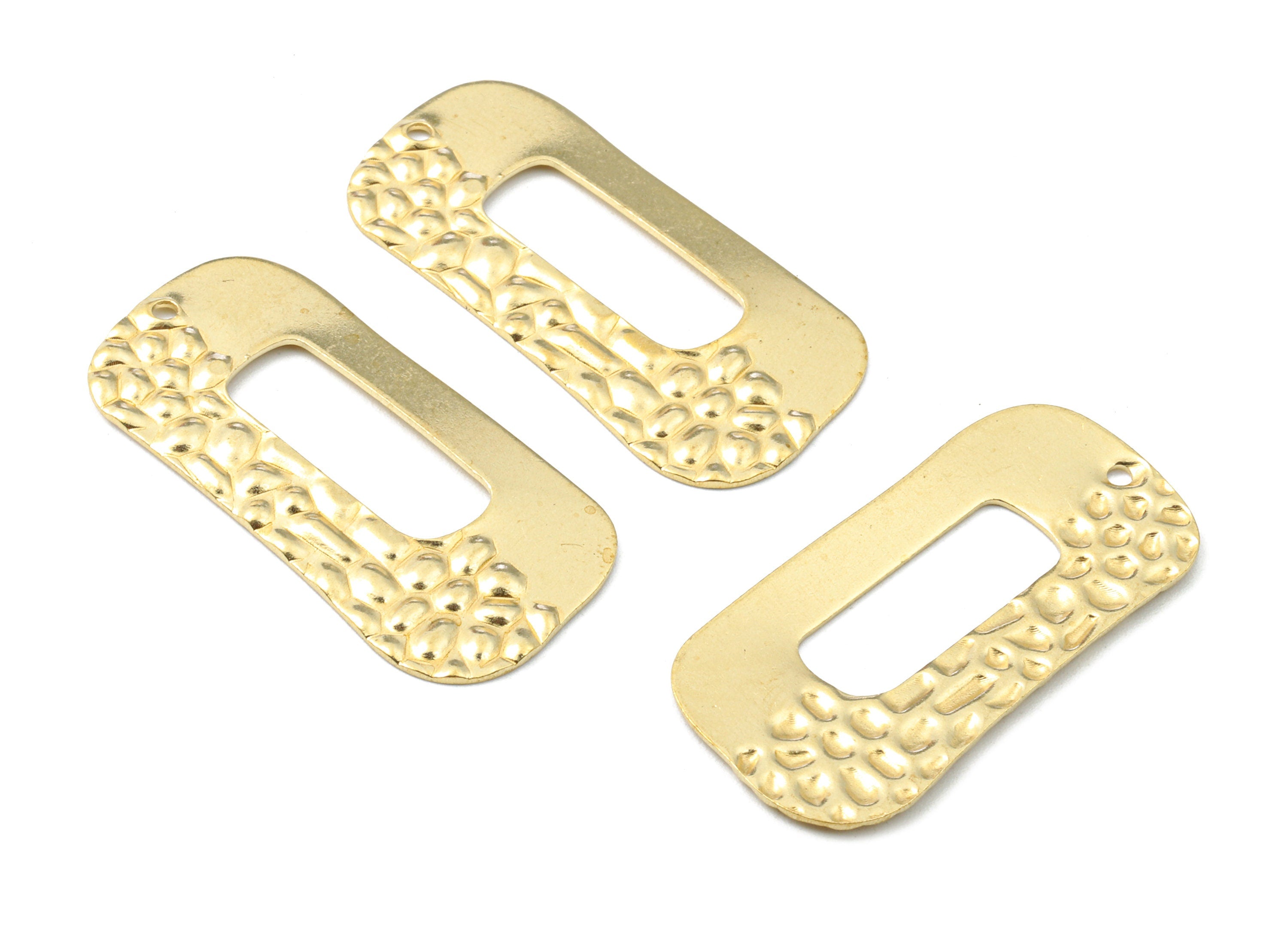 Brass Wavy Rectangle Charms - Raw Brass Rectangle Earrings and Pendant - Earring Findings - Jewelry Supplies - 33.82x16.86x0.97mm - PP2532 - DOMEDBAZAAR