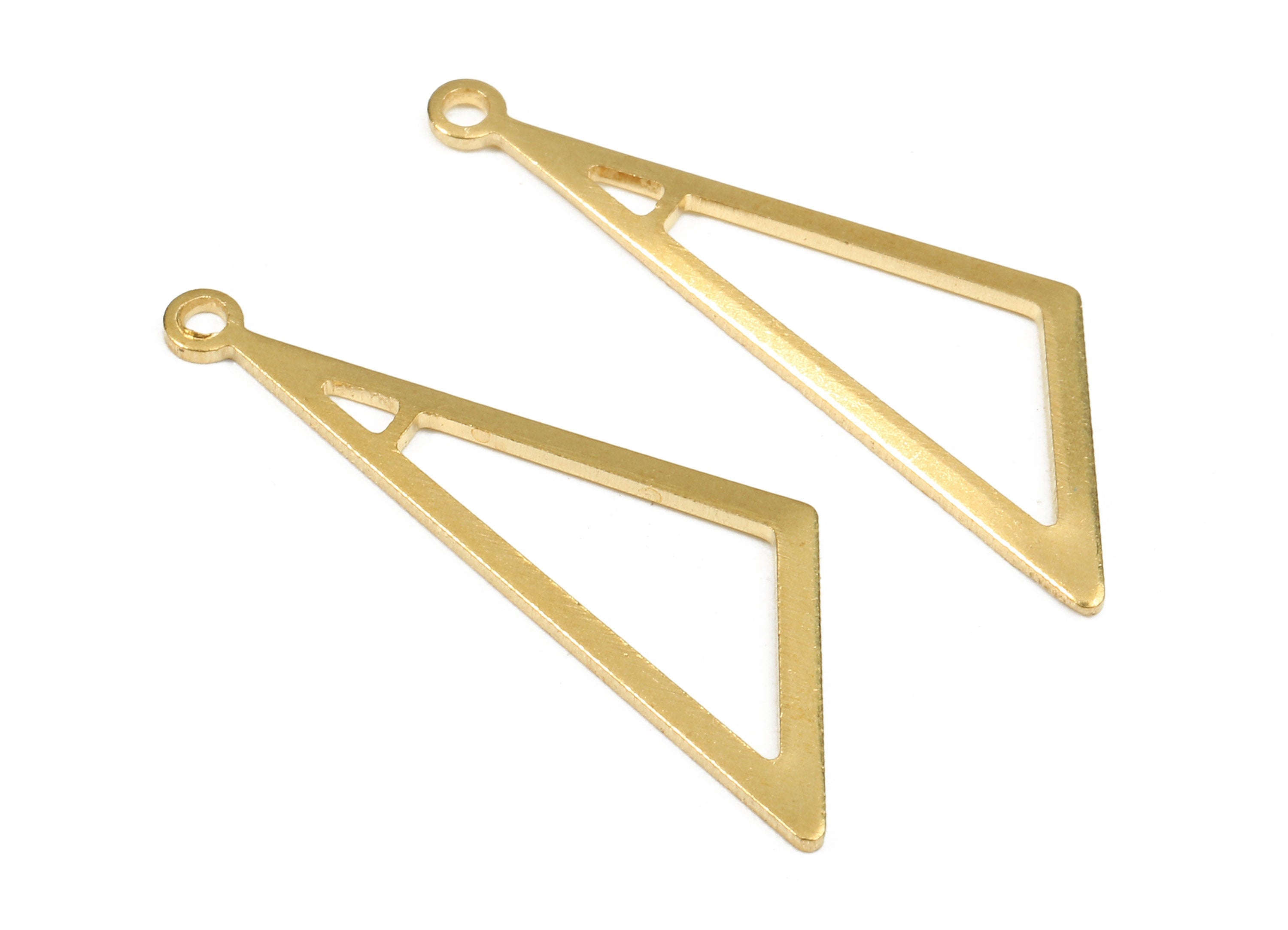 Brass Triangle Charms - Raw Brass Triangle Earrings and Pendant - Brass Triangle Necklace - Jewelry Supplies - 32.31x10.37x1.21mm - PP2549 - DOMEDBAZAAR