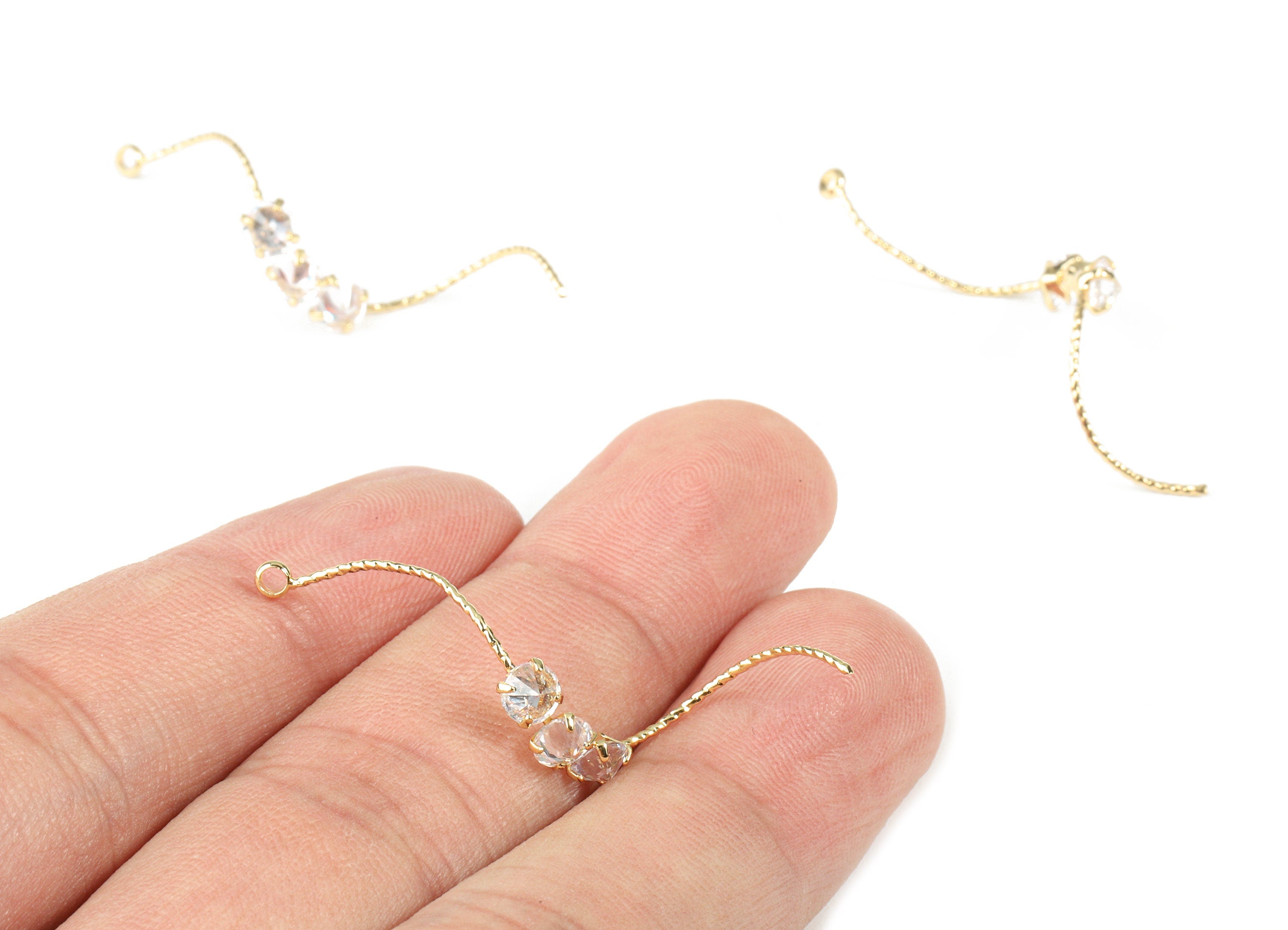 Brass Earring Wire Charms With Glasses - Brass Earring Wire Pendant - 18k Real Gold Plating Brass - 37.99x4.52x3.72mm - RGP2297 - DOMEDBAZAAR