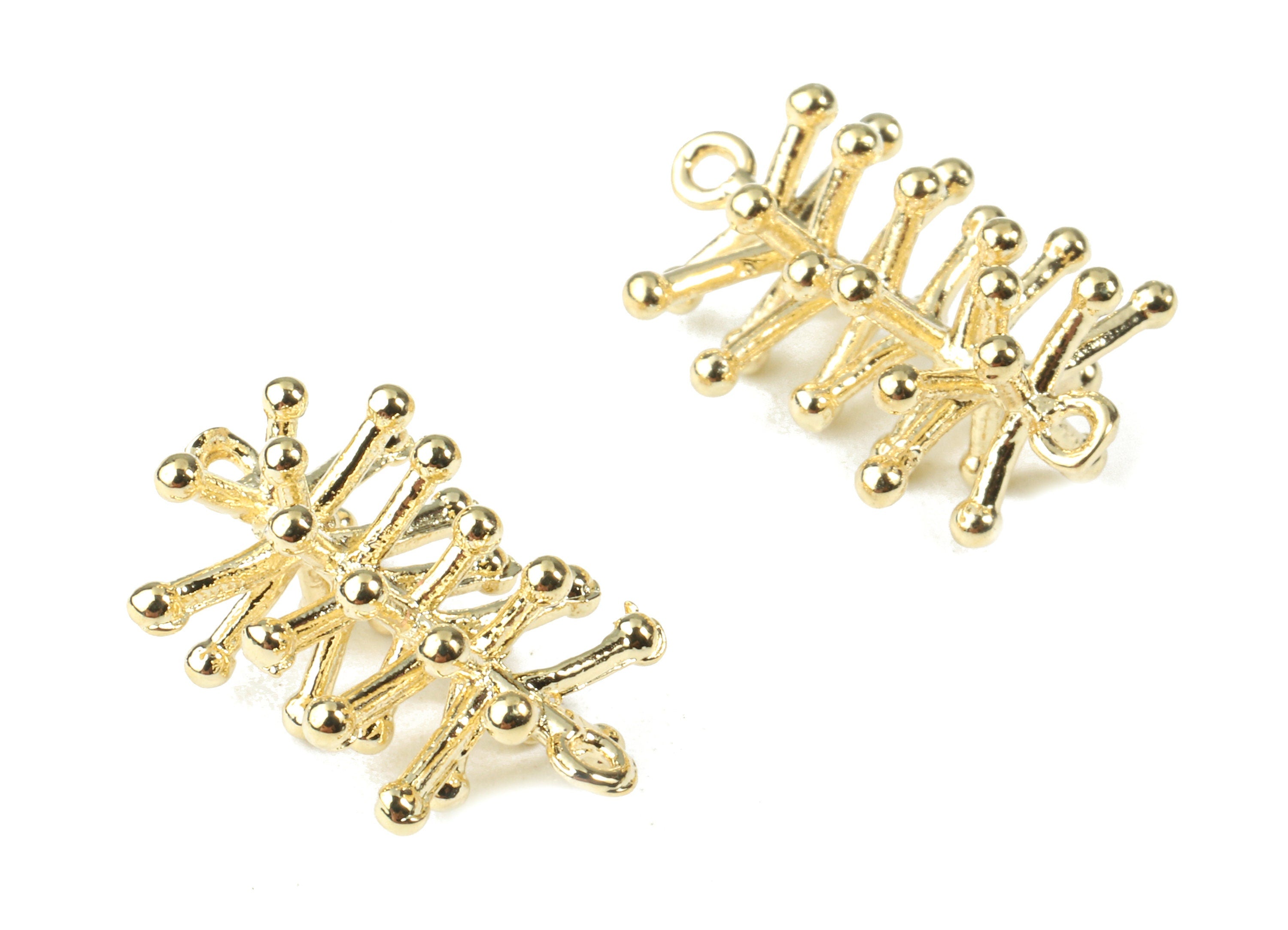 Brass Branch Connector - Brass Branch Earring Bracelet Connector - 18k Real Gold Plating Brass - 18.23x12.06x7.66mm - RGP2288 - DOMEDBAZAAR