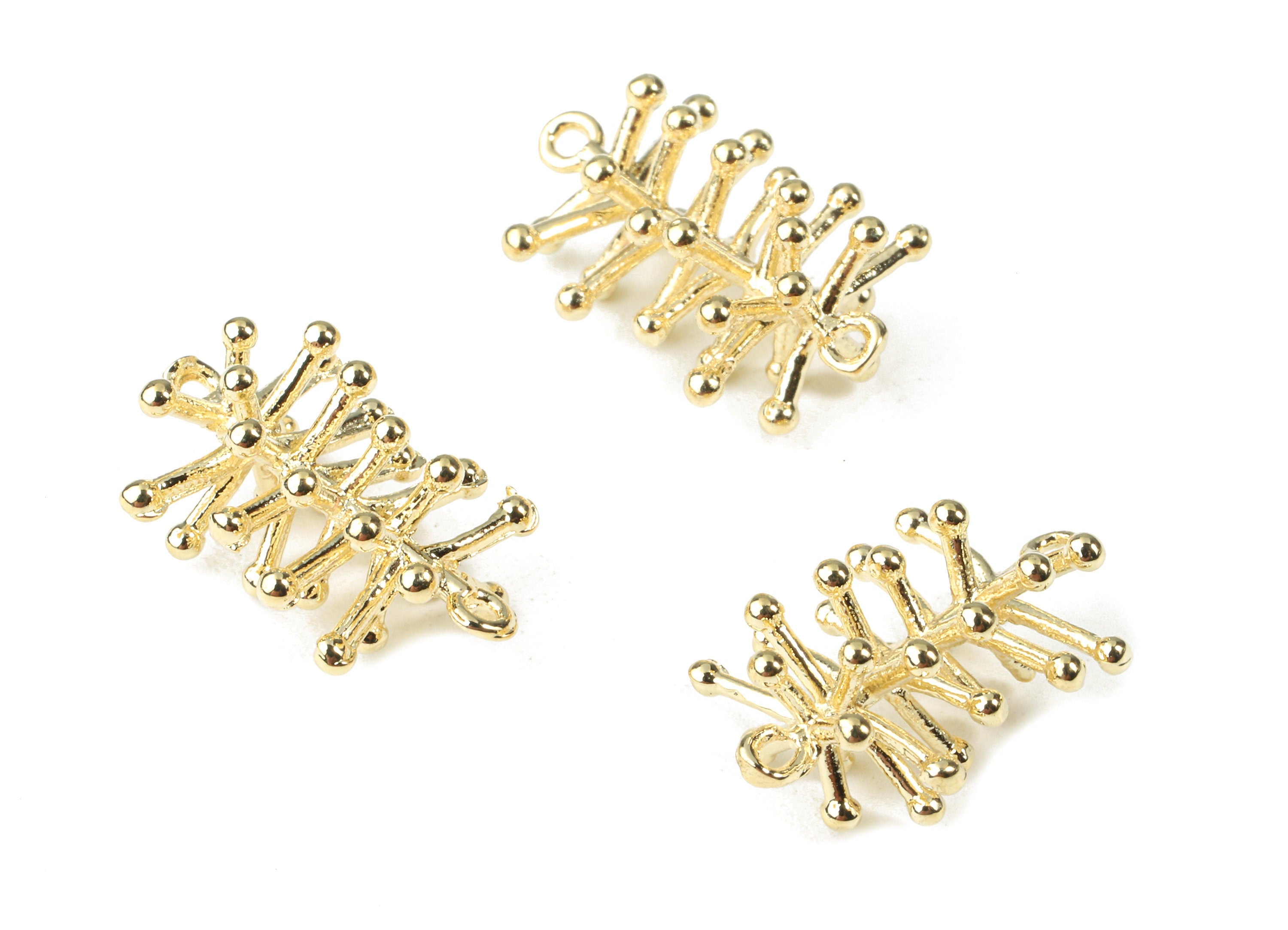 Brass Branch Connector - Brass Branch Earring Bracelet Connector - 18k Real Gold Plating Brass - 18.23x12.06x7.66mm - RGP2288 - DOMEDBAZAAR