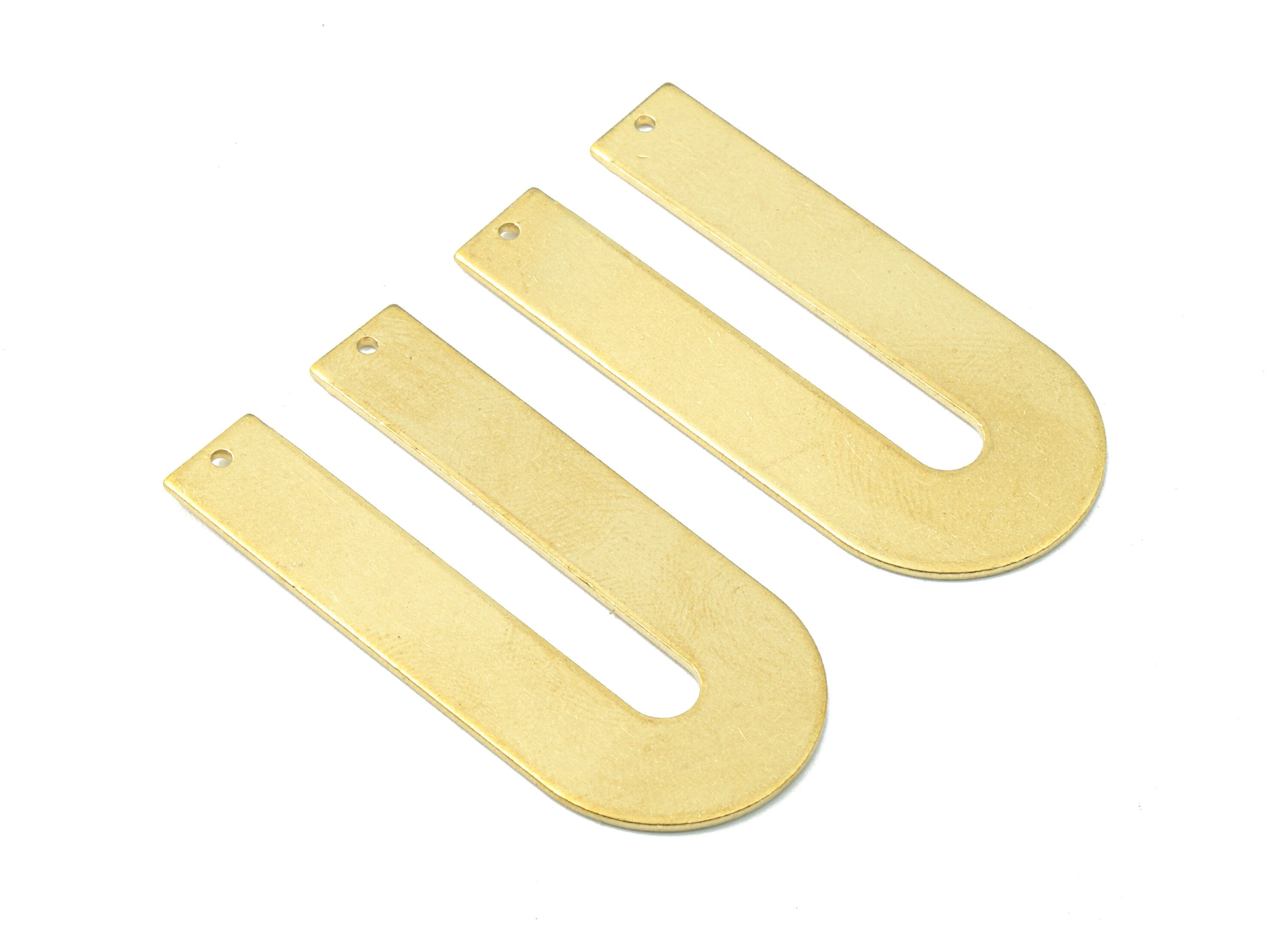 Brass U Connectors - Raw Brass U Pendant - Brass U Necklace - 2 Holes - Jewelry Supplies - 45.05x21.48x1.02mm - PP2578 - DOMEDBAZAAR