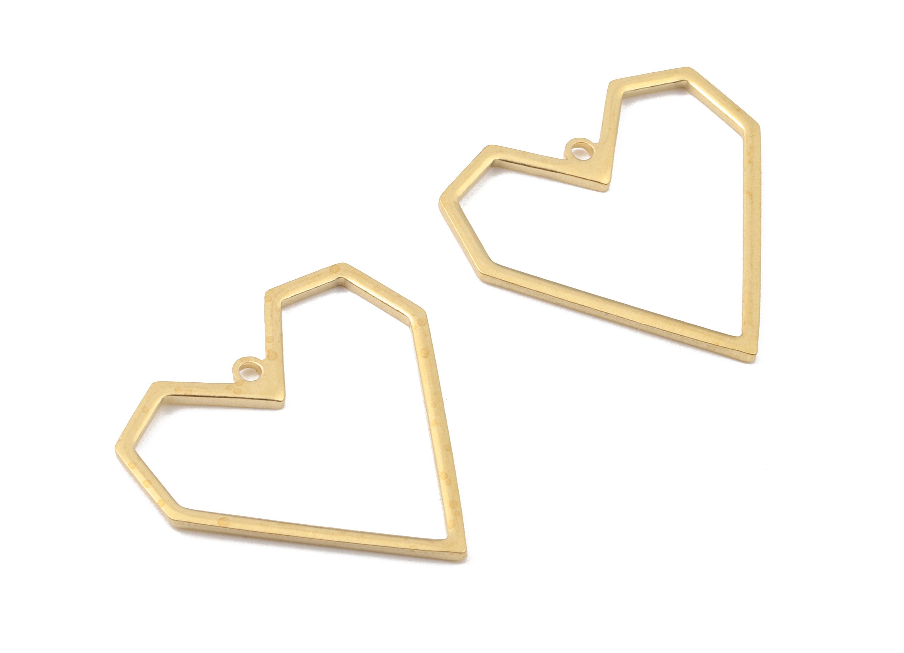 Brass Heart Charms - Raw Brass Heart Earrings and Pendant - Brass Heart Necklace - Jewelry Supplies - 19.64x19.73x1.09mm - PP2592 - DOMEDBAZAAR