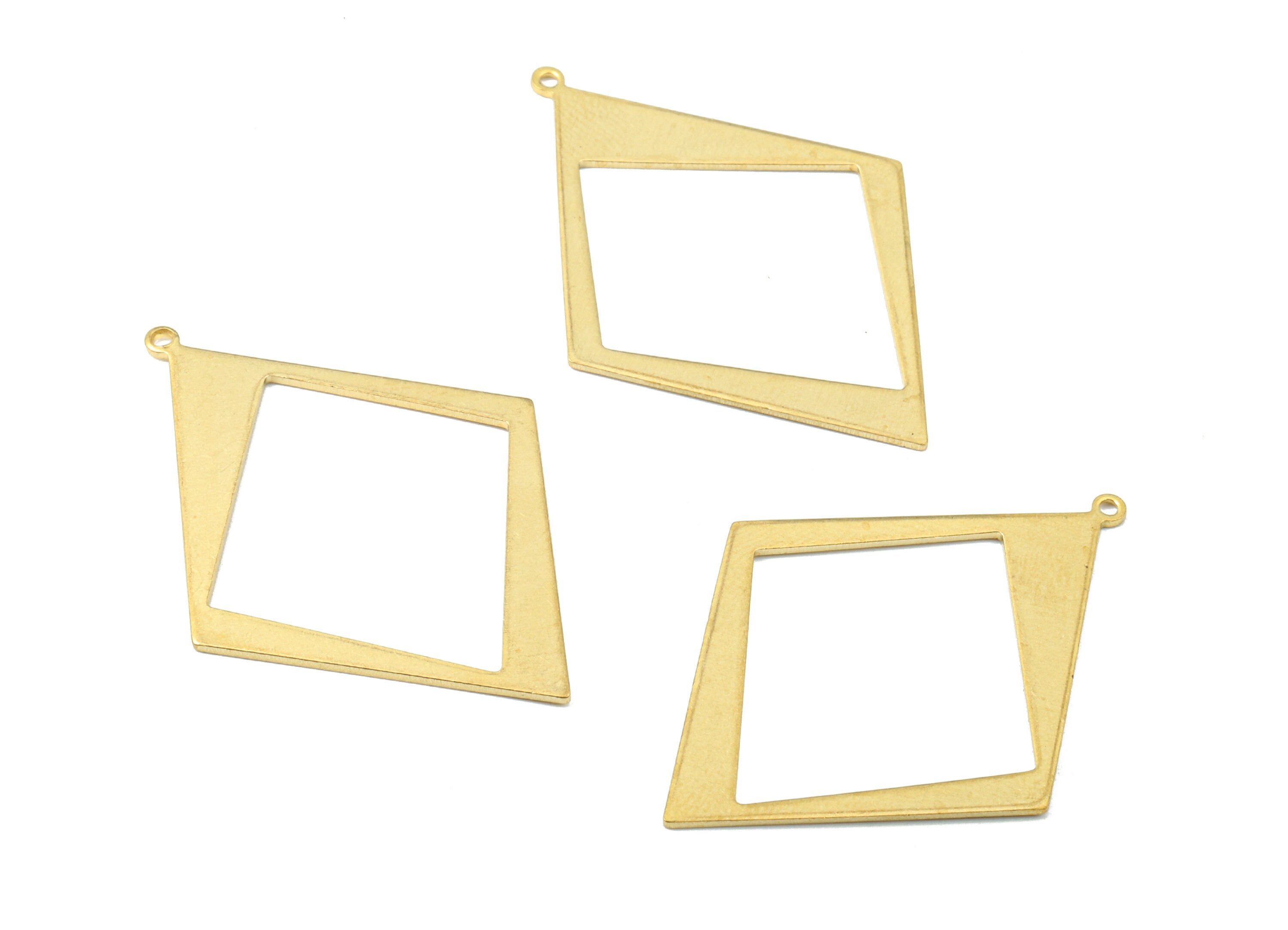 Brass Diamond Charms - Raw Brass Diamond Earrings and Pendant - Brass Rhombus Necklace - Jewelry Supplies - 41.53x29.46x0.85mm - PP2552 - DOMEDBAZAAR