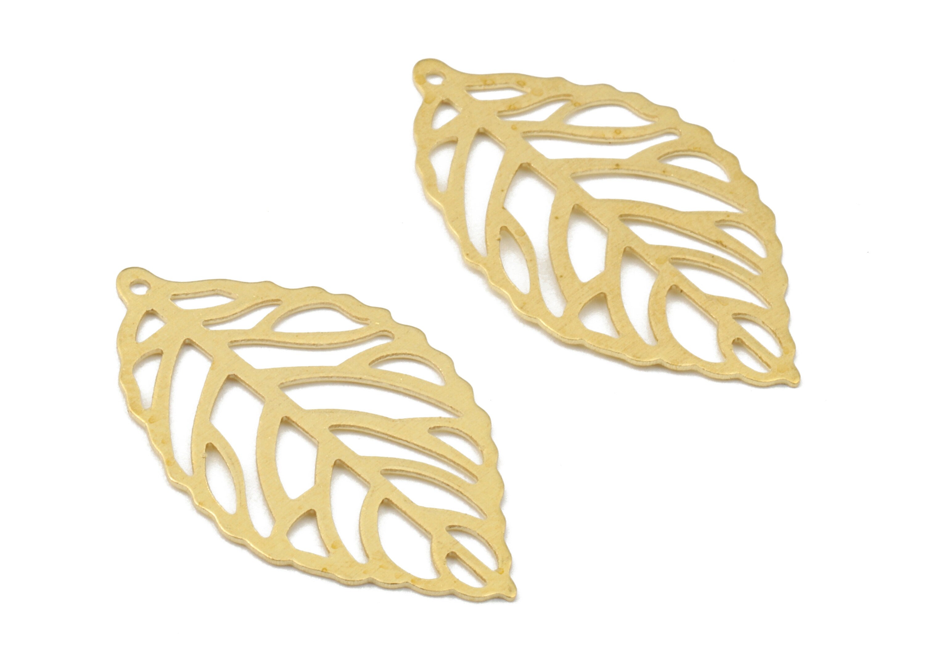 Brass Leaf Charms - Raw Brass Leaf Earrings and Pendant - Brass Leaf Necklace - Jewelry Supplies - 26.92x15.45x0.38mm - PP2503 - DOMEDBAZAAR