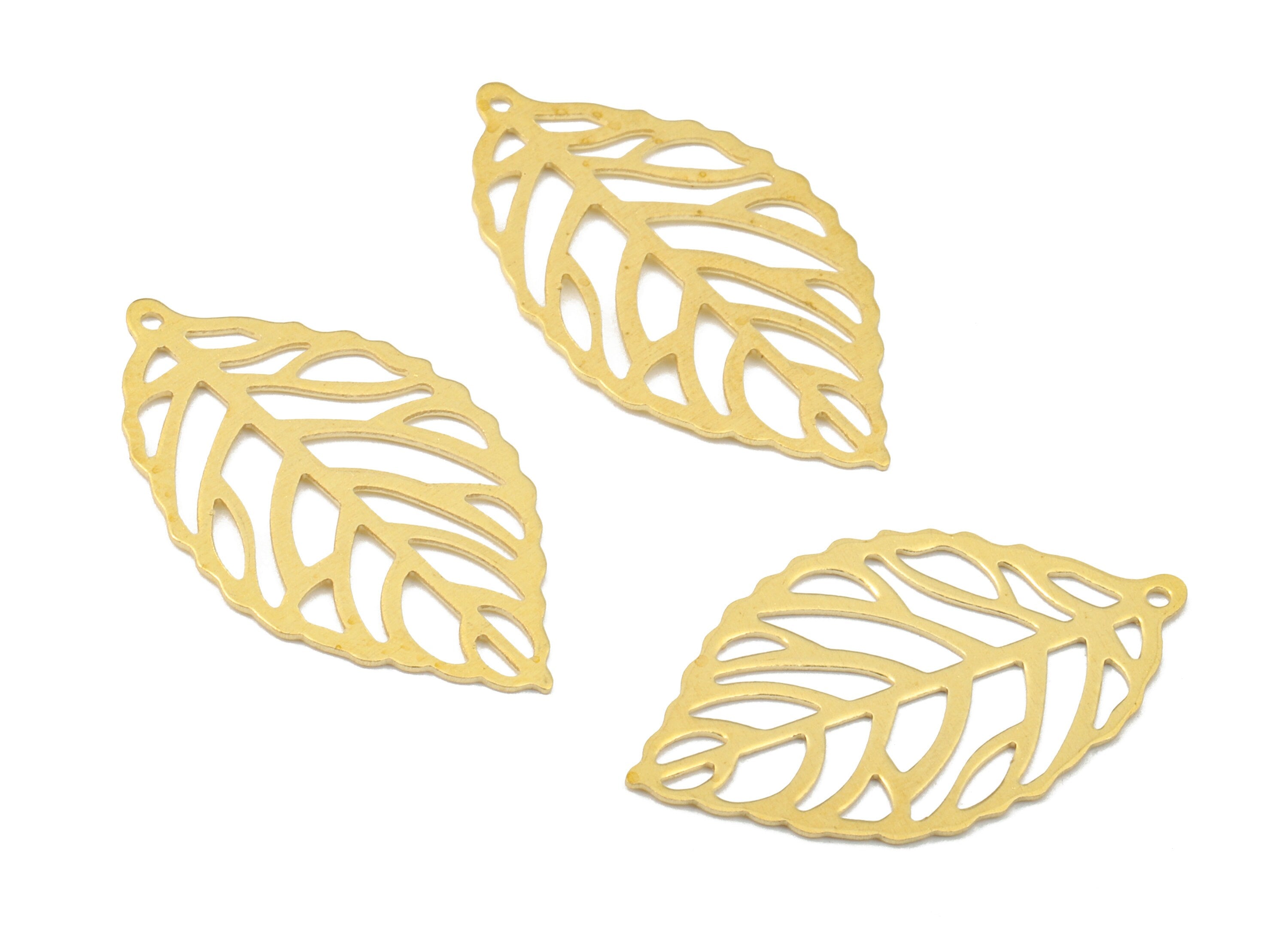 Brass Leaf Charms - Raw Brass Leaf Earrings and Pendant - Brass Leaf Necklace - Jewelry Supplies - 26.92x15.45x0.38mm - PP2503 - DOMEDBAZAAR