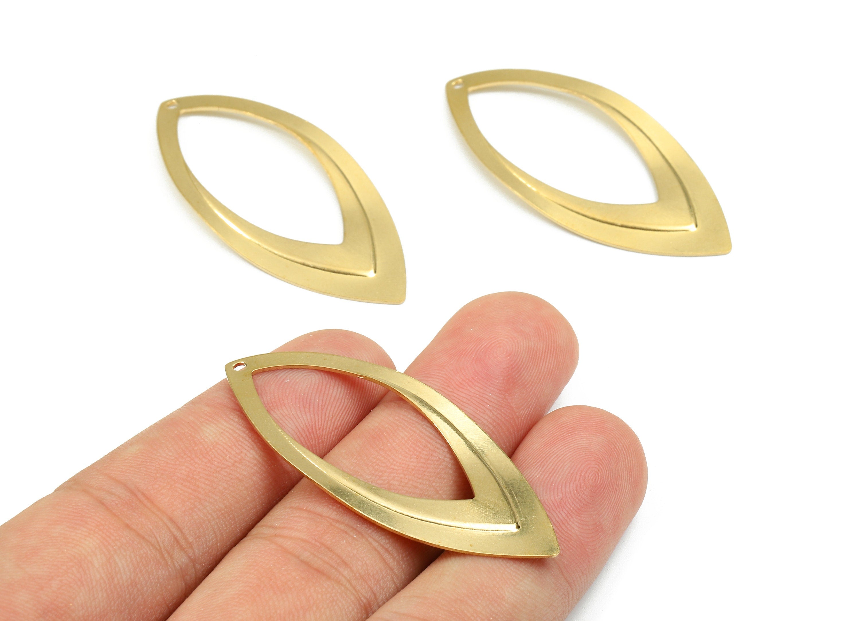 Brass Drop Charms - Raw Brass Drop Earrings and Pendant - Earring Findings - Jewelry Supplies - 47.92x22.68x1.25mm - PP2433 - DOMEDBAZAAR