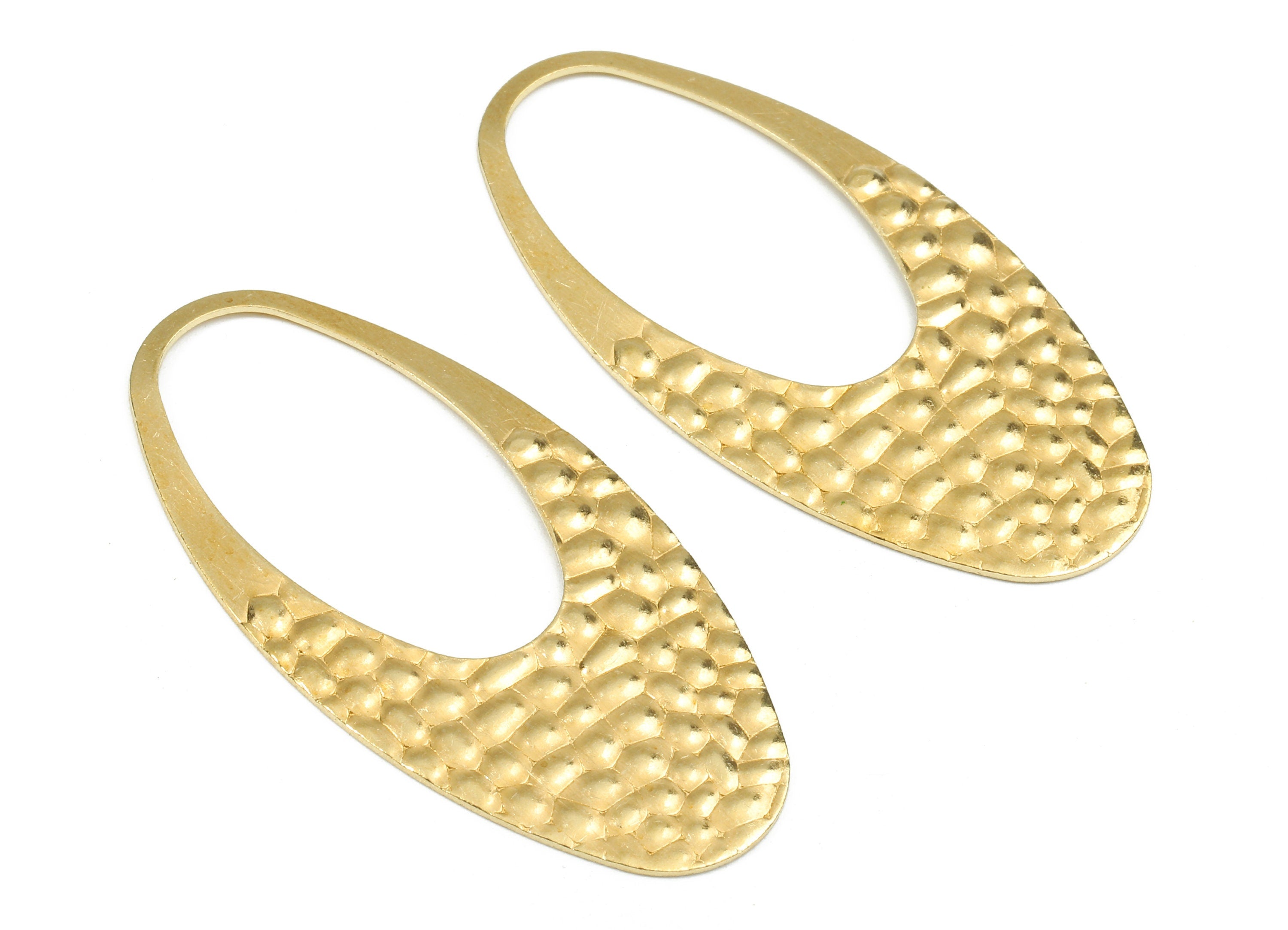 Brass Wavy Oval Charms - Raw Brass Oval Earrings and Pendant - Earring Findings - Jewelry Supplies - 48.82x23.69x0.75mm - PP2443 - DOMEDBAZAAR