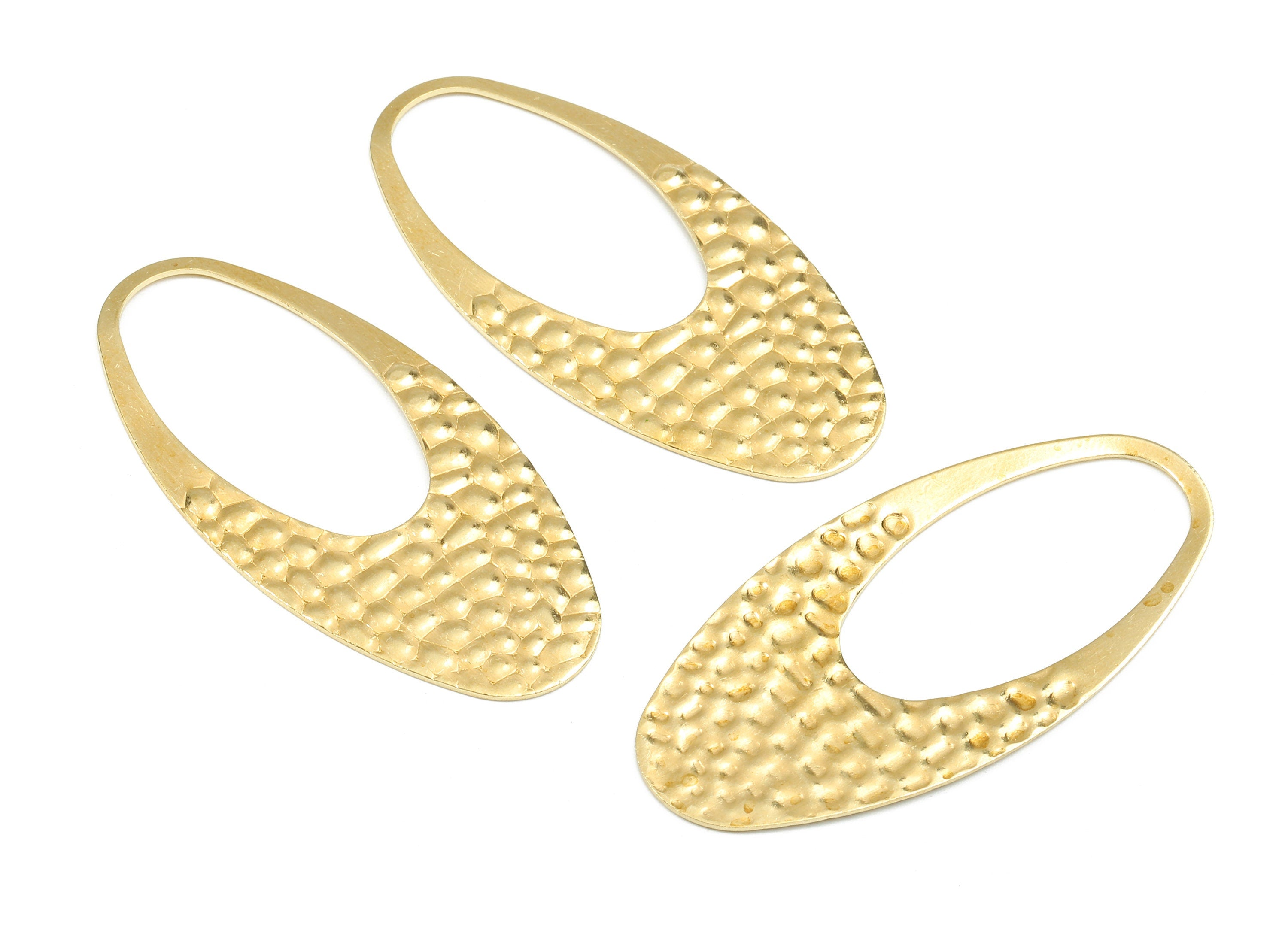 Brass Wavy Oval Charms - Raw Brass Oval Earrings and Pendant - Earring Findings - Jewelry Supplies - 48.82x23.69x0.75mm - PP2443 - DOMEDBAZAAR