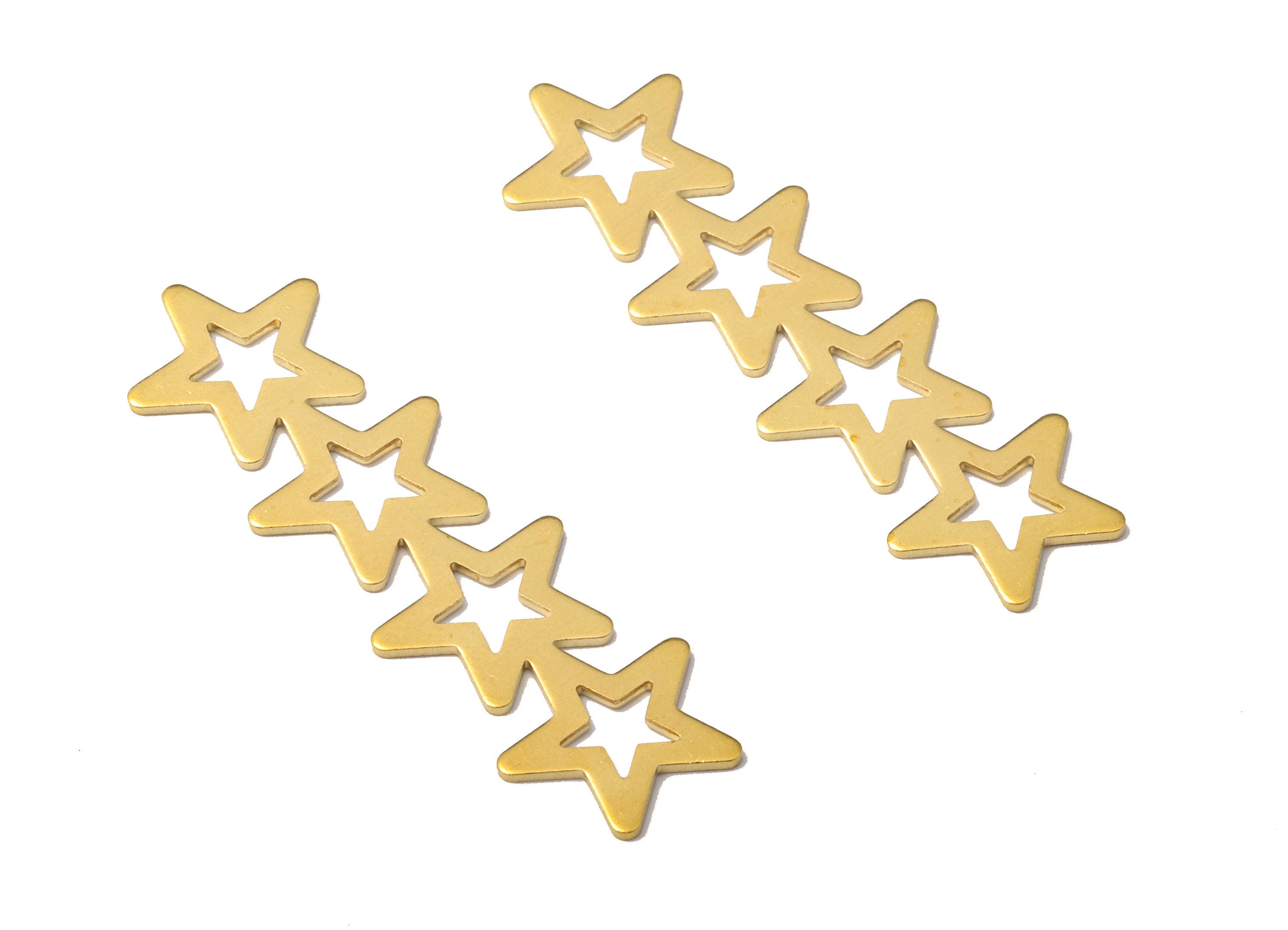 Brass 4 Star Connectors - Raw Brass Star Earrings and Necklace - Brass Star Pendant - Connector Findings - 44.76x13.22x0.8mm - PP2450 - DOMEDBAZAAR