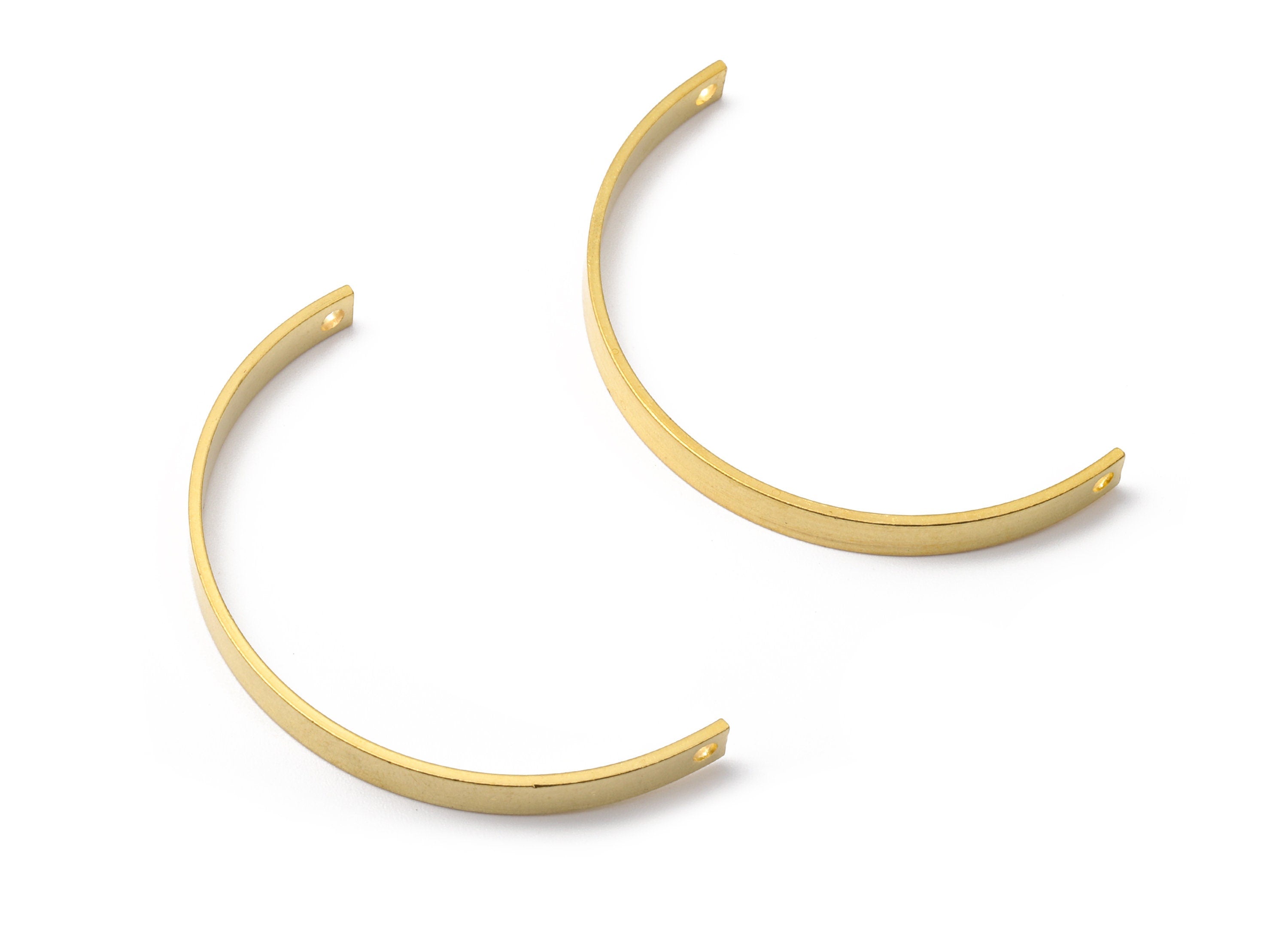 Brass C Connectors - Raw Brass C Pendant and Necklace - Brass C Connector Charms - 2 Holes - Connectors Findings - 44.3x4.16x1.43mm - PP2701 - DOMEDBAZAAR