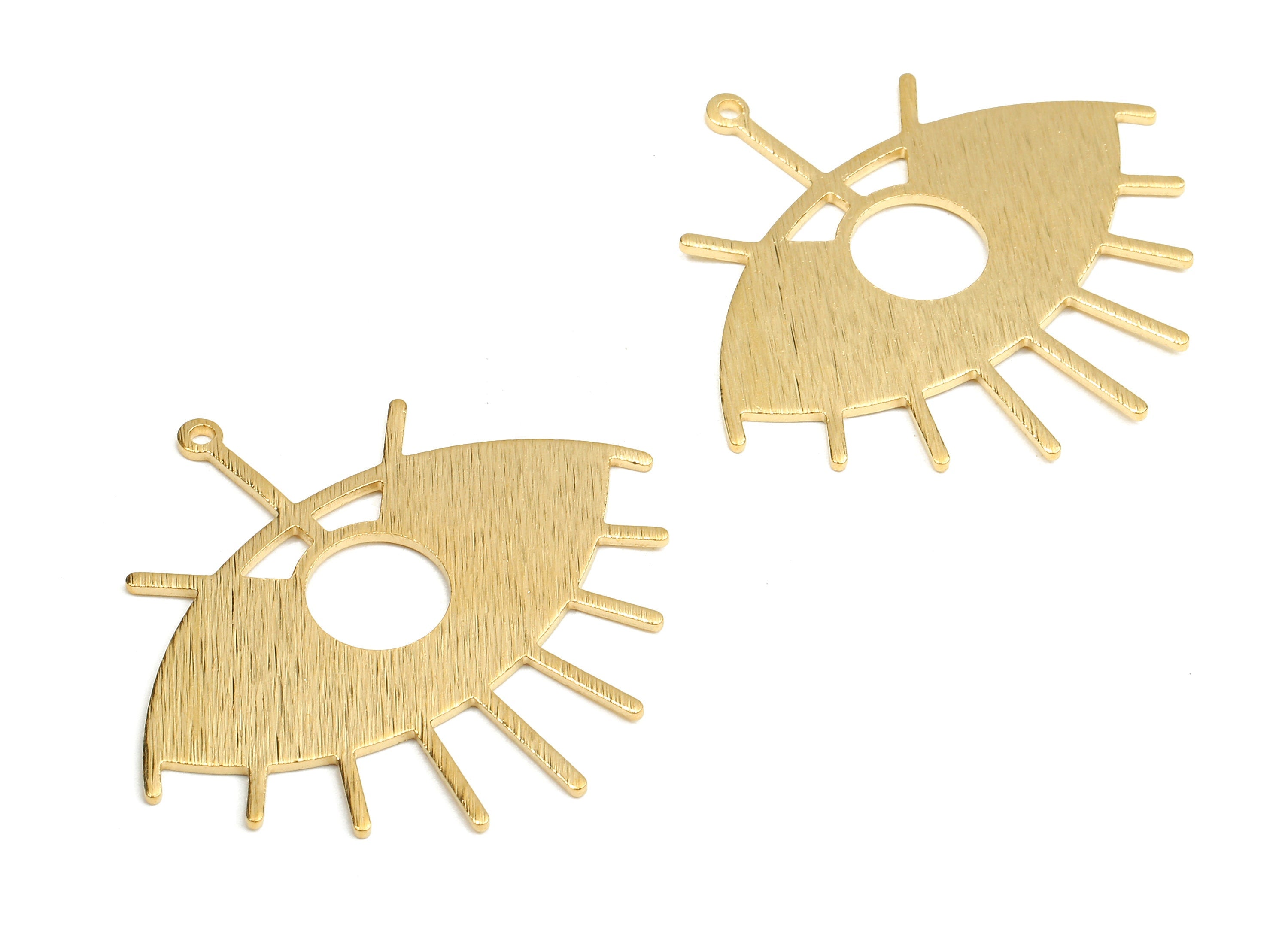 Brass Eye Charms - Raw Brass Textured Eye Earring and Pendant - Brass Eye Necklace - Jewelry Supplies - 41.47x37.82x1.39mm - PP2675 - DOMEDBAZAAR