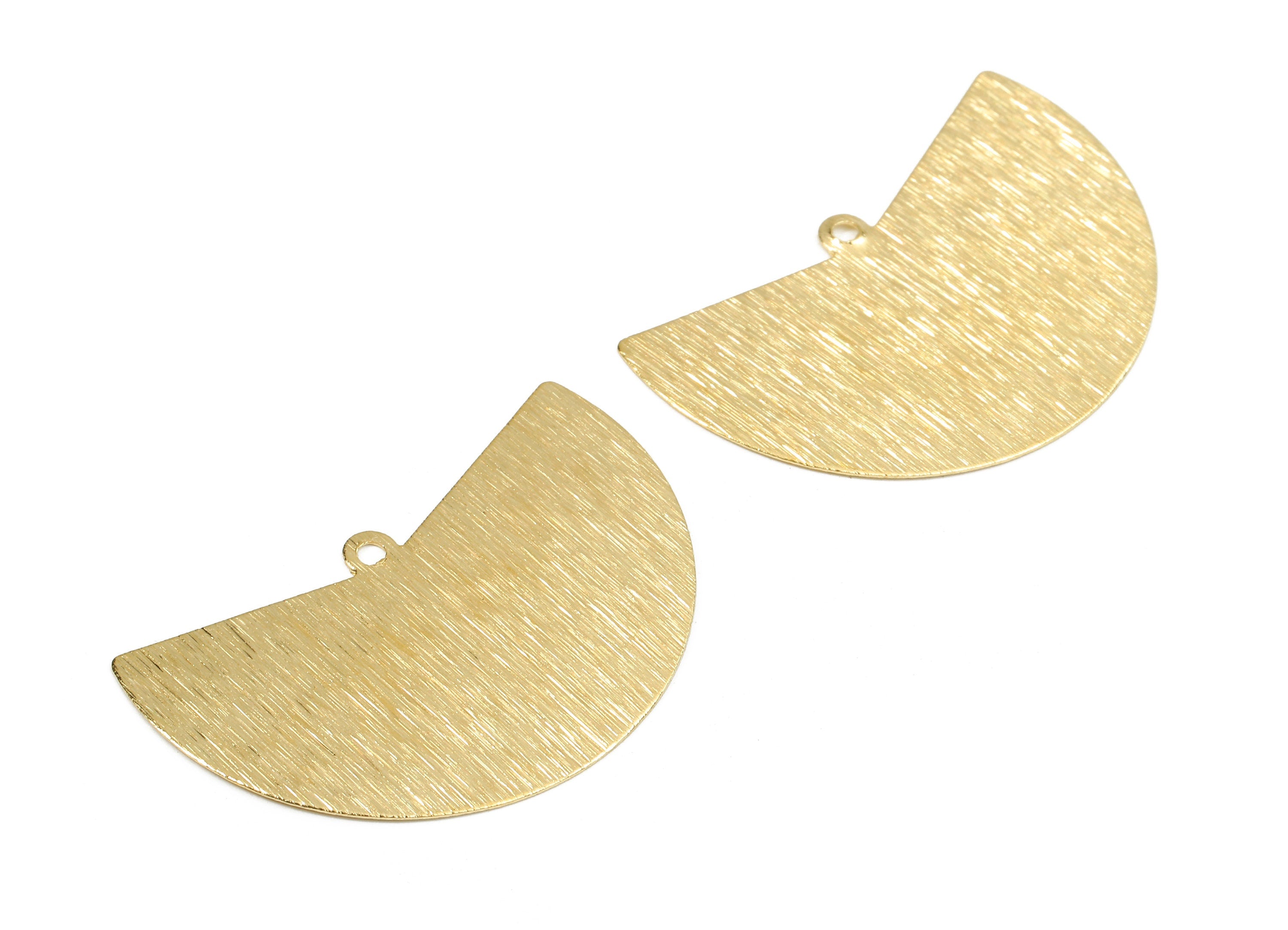 Brass Fan Charms - Raw Brass Texturde Fan Earrings and Pendant - Brass Fan Necklace - Jewelry Supplies - 38.17x23.01x0.55mm - PP2567 - DOMEDBAZAAR