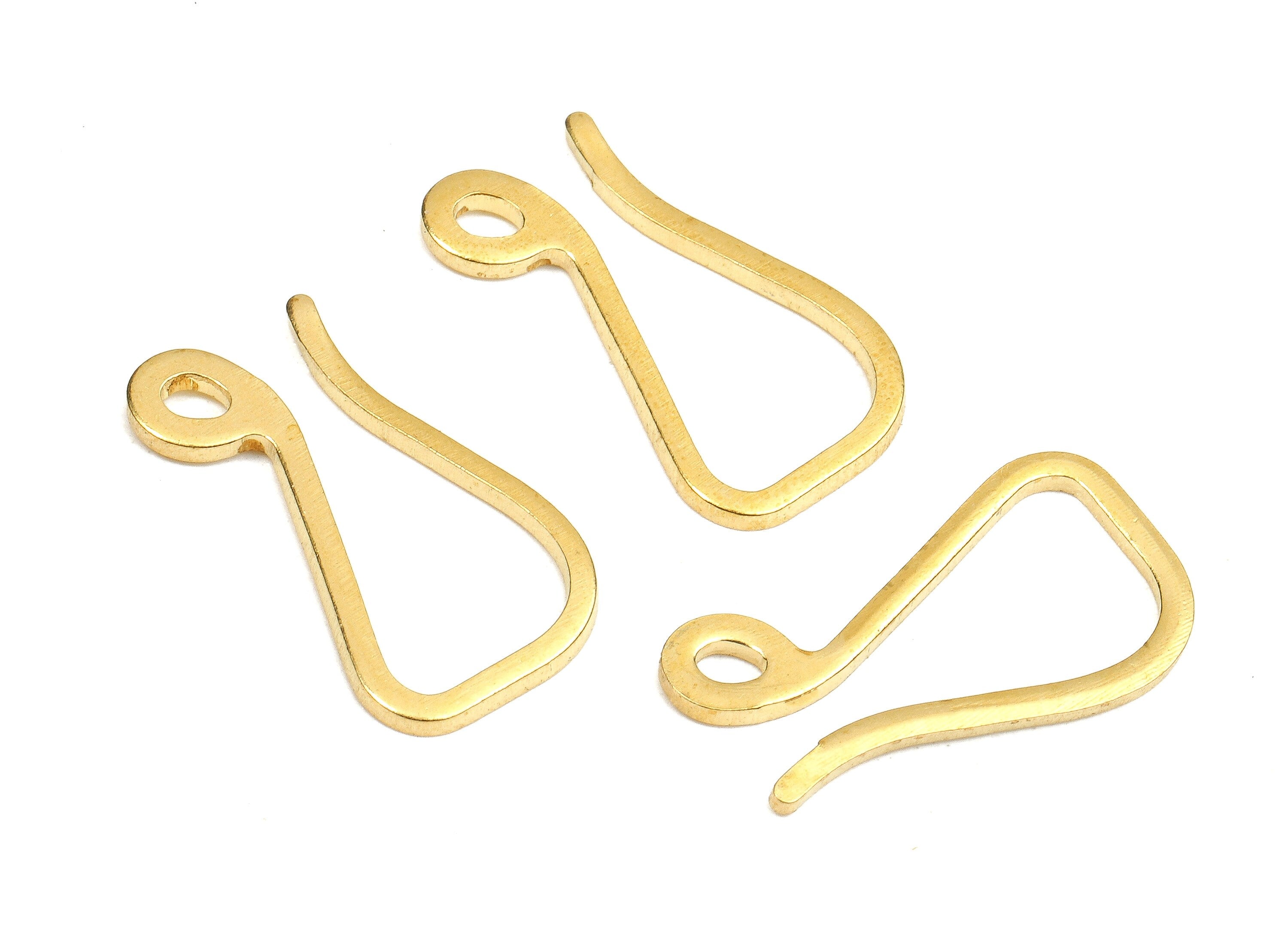 Brass Earring Wires - Raw Brass Earring Hooks - Brass Copper Ear Wire - Jewelry Supplies - 17.8x9.84x1.17mm - PP2679 - DOMEDBAZAAR
