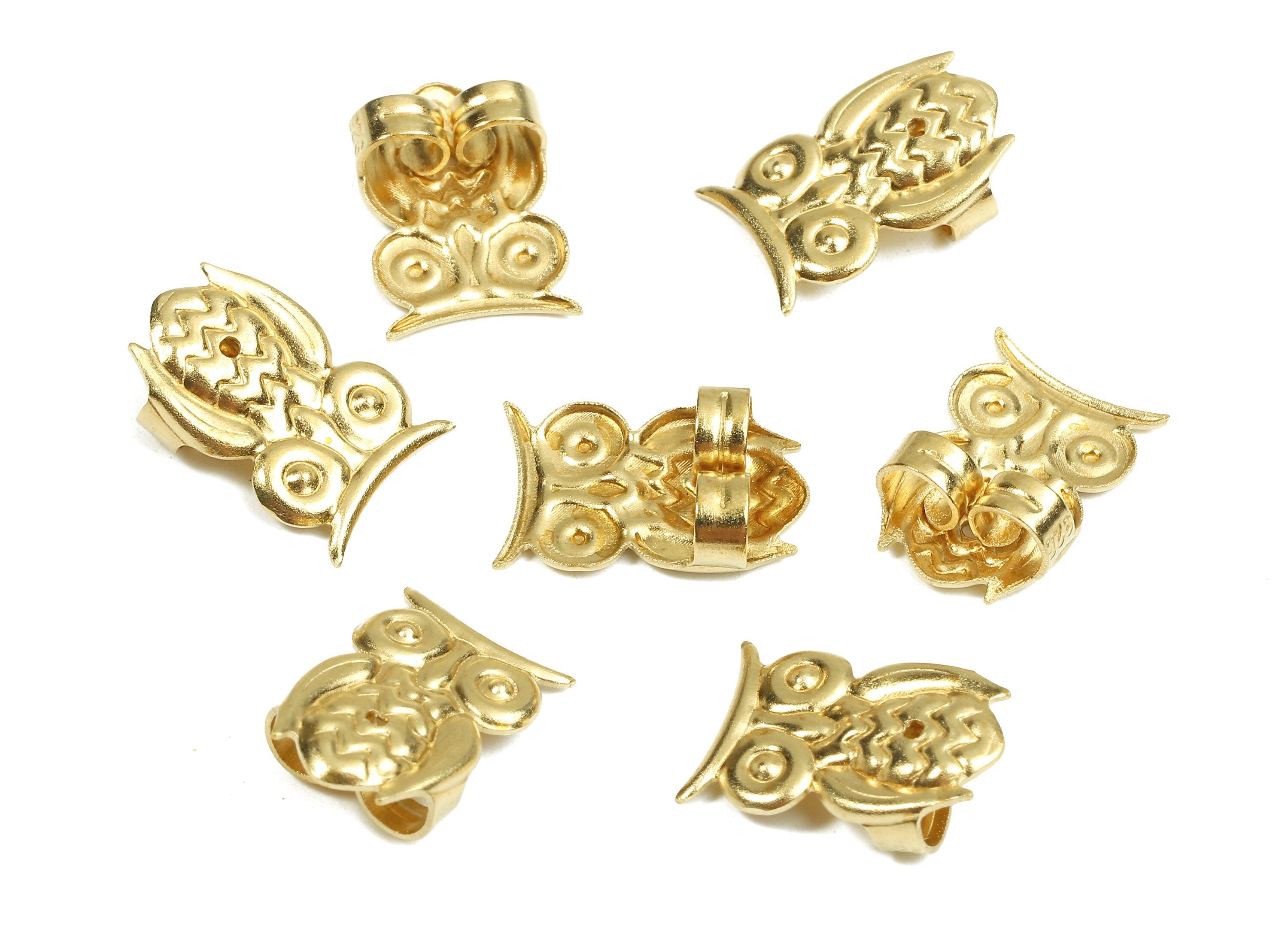 Brass Owl Earring Backs - Raw Brass Butterfly Backs - Earring Stud Back Stoppers - Post Nuts - Ear Wire Backs - 14.94x9.72x4.17mm - PP2722 - DOMEDBAZAAR