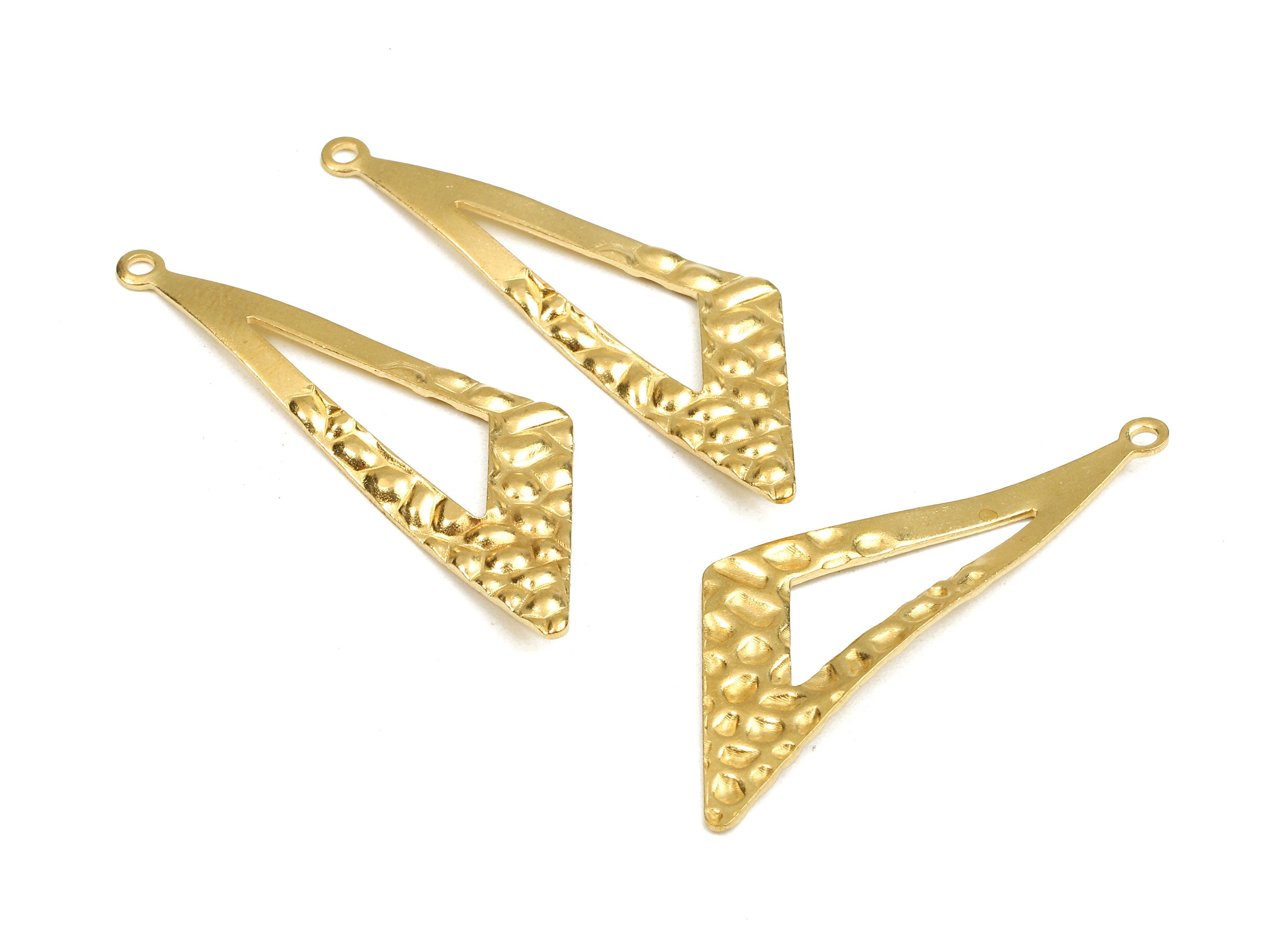 Brass Wavy Triangle Charms - Raw Brass Wavy Triangle Earrings and Pendant - Earring Findings - Jewelry Supplies - 38x12.67x1.05mm - PP2536 - DOMEDBAZAAR