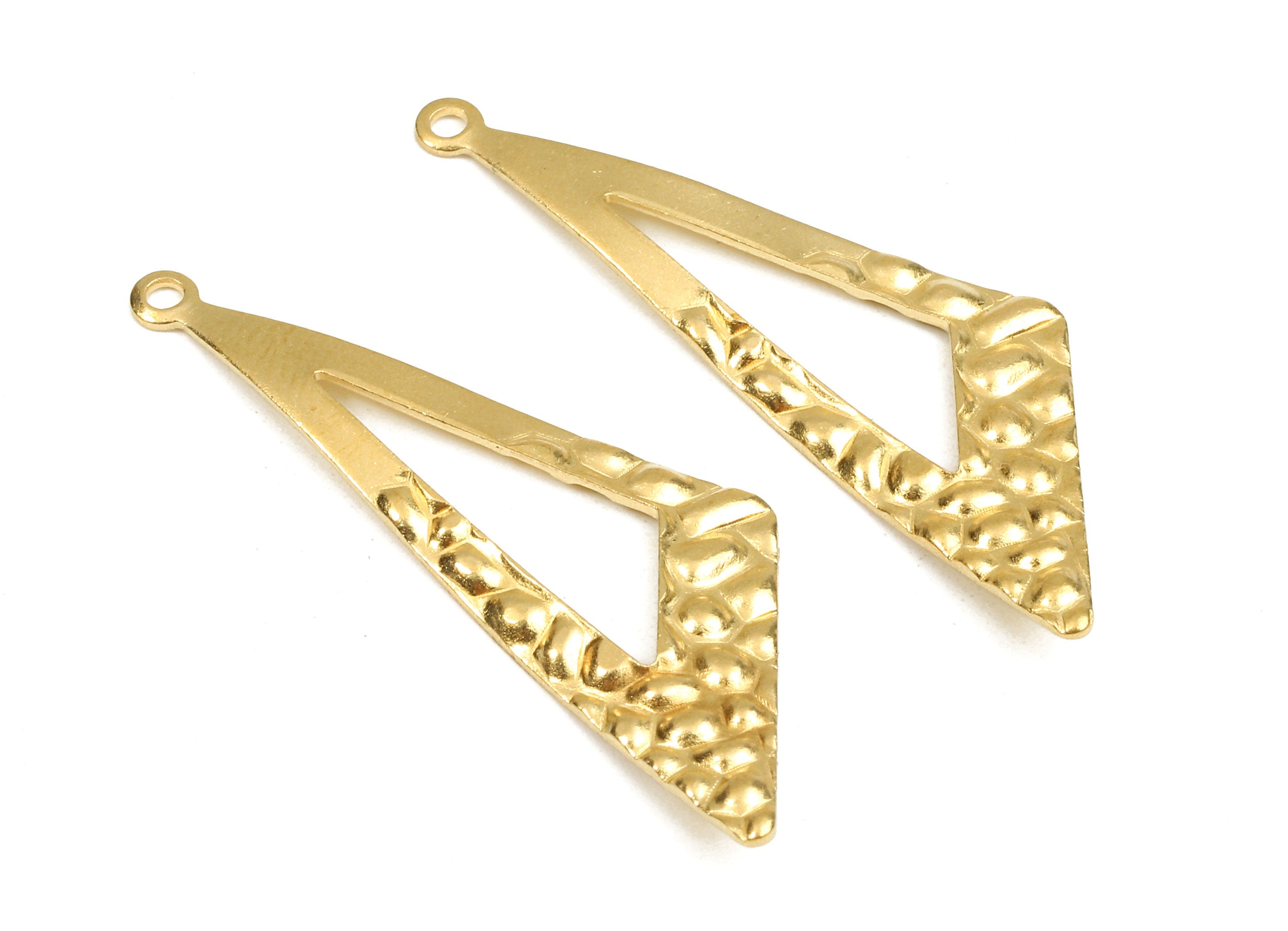 Brass Wavy Triangle Charms - Raw Brass Wavy Triangle Earrings and Pendant - Earring Findings - Jewelry Supplies - 38x12.67x1.05mm - PP2536 - DOMEDBAZAAR