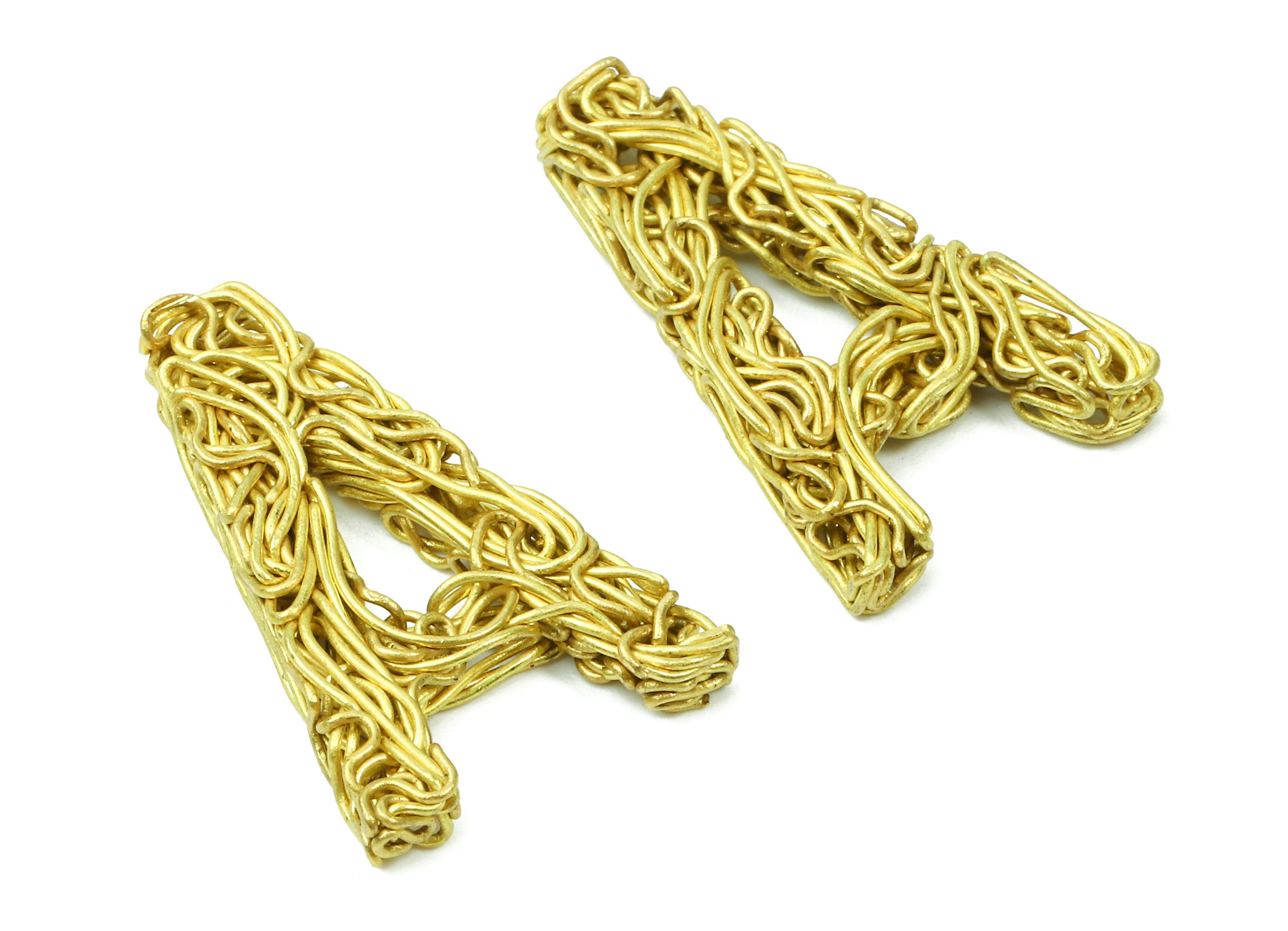 Brass A letter Pendant - Raw Brass Hammered Wire Letter A Alphabets Charms  - Jewelry Supplies - 28.63x18.16x4.19mm - PP2919 - DOMEDBAZAAR