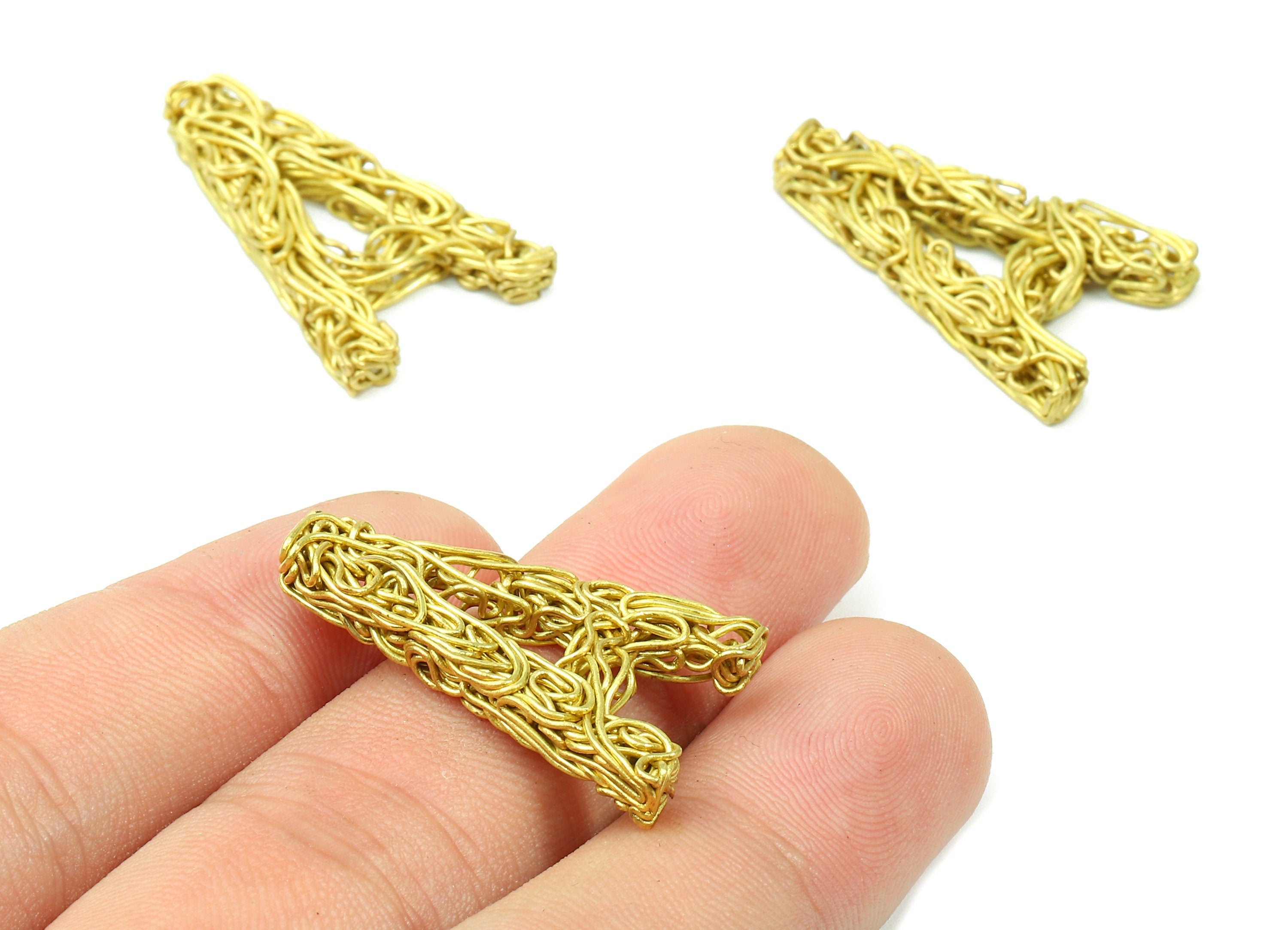 Brass A letter Pendant - Raw Brass Hammered Wire Letter A Alphabets Charms  - Jewelry Supplies - 28.63x18.16x4.19mm - PP2919 - DOMEDBAZAAR