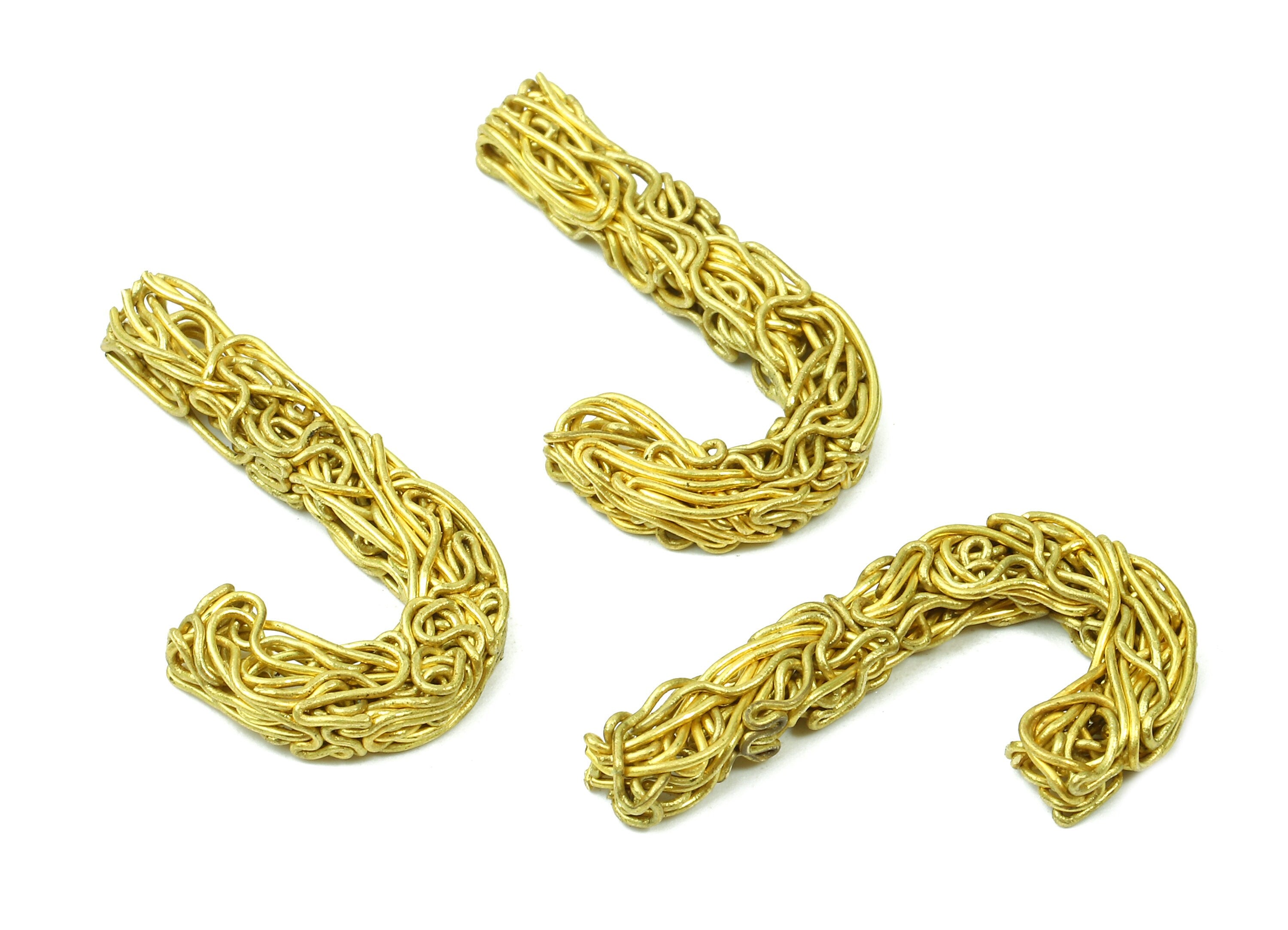 Brass J letter Pendant - Raw Brass Hammered Wire Letter J Alphabets Charms  - Jewelry Supplies - 28.38x15.98x3.35mm - PP2928 - DOMEDBAZAAR