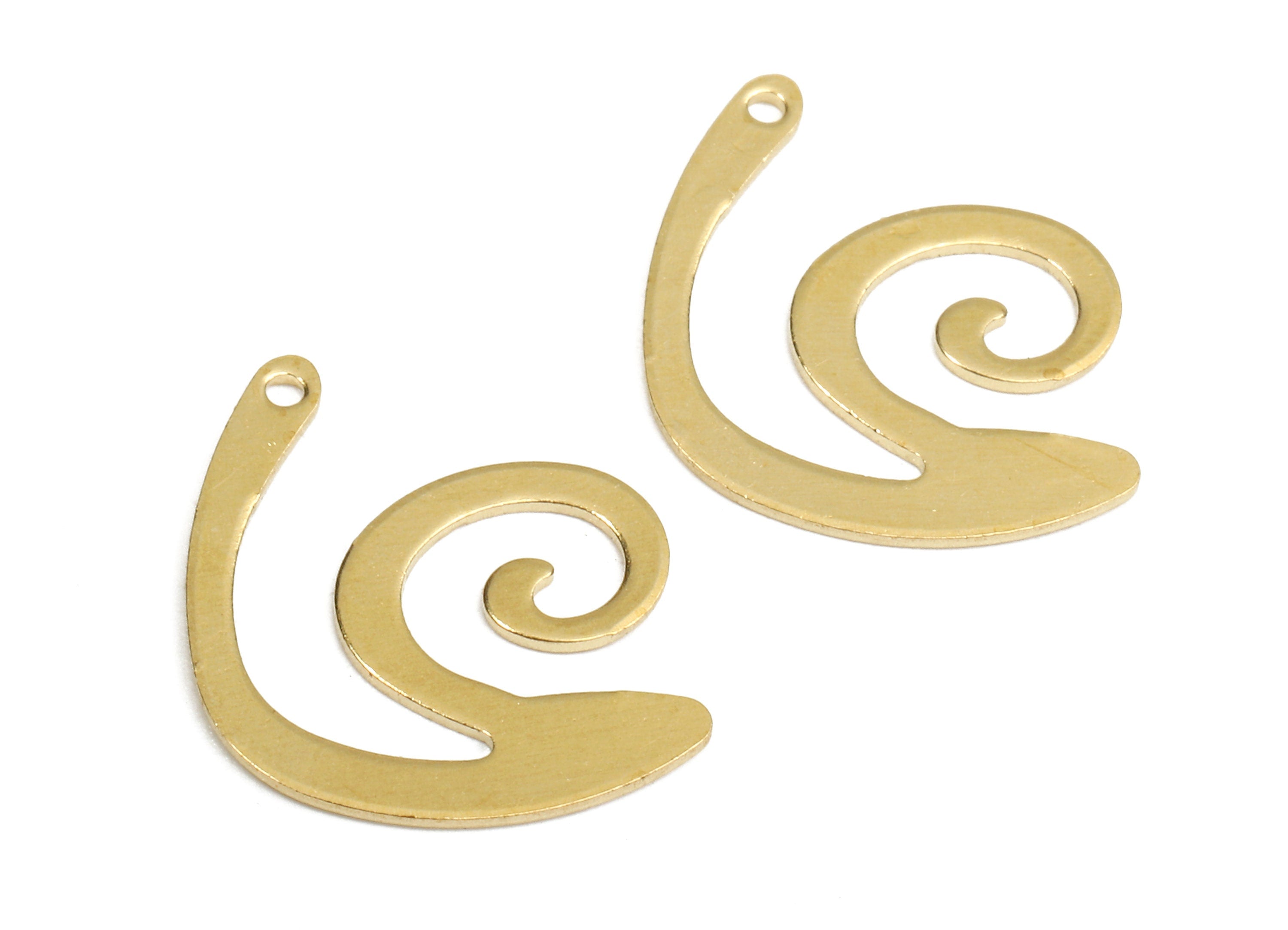 Brass Snail Charms - Raw Brass Snail Earrings and Pendant - Brass Geometric Necklace - Jewelry Supplies - 19.29x15.99x1.07mm - PP2681 - DOMEDBAZAAR