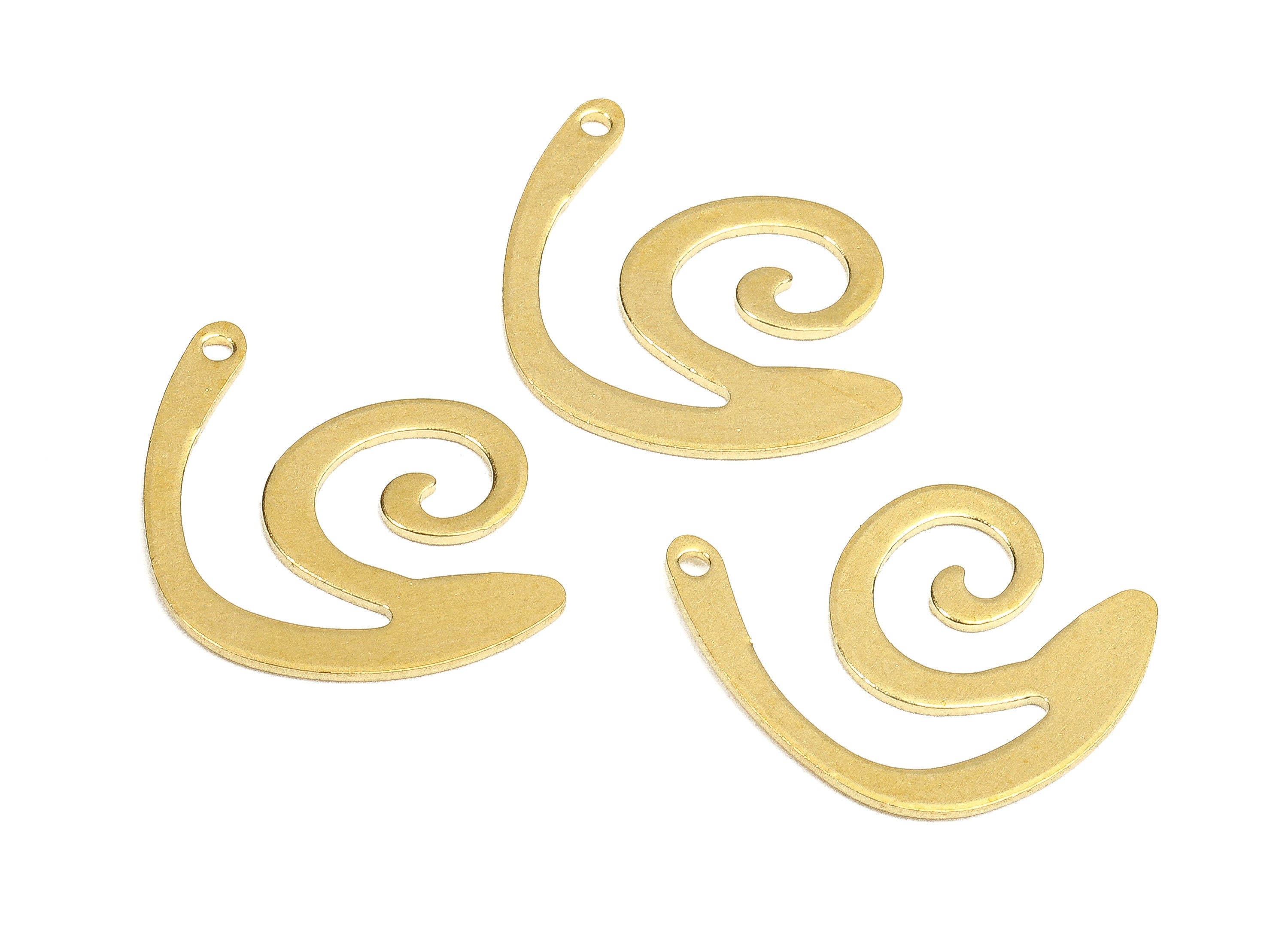 Brass Snail Charms - Raw Brass Snail Earrings and Pendant - Brass Geometric Necklace - Jewelry Supplies - 19.29x15.99x1.07mm - PP2681 - DOMEDBAZAAR
