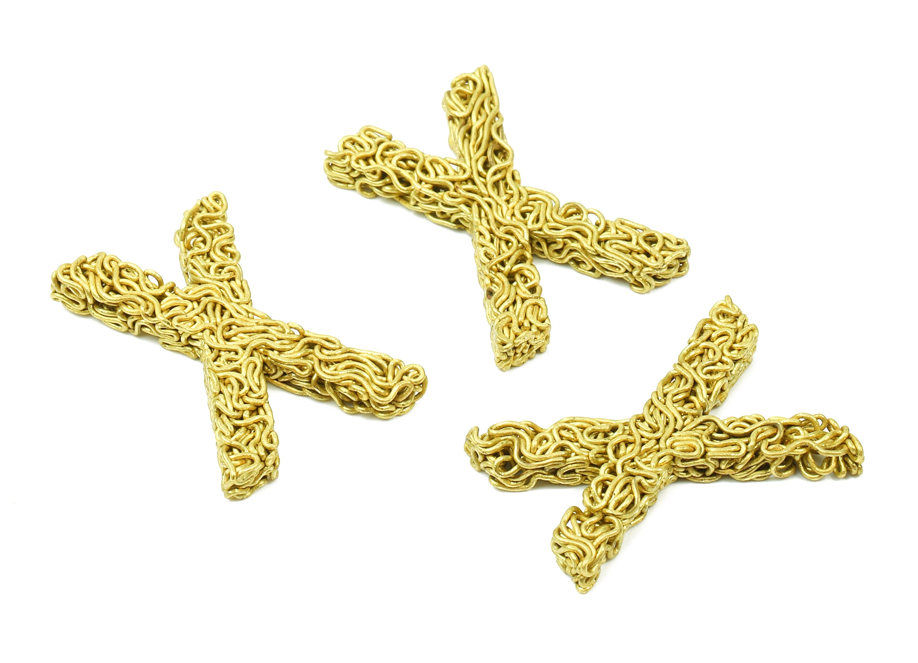 Brass X letter Pendant - Raw Brass Hammered Wire Letter X Alphabets Charms  - Jewelry Supplies - 27.36x20.52x3.43mm - PP2942 - DOMEDBAZAAR