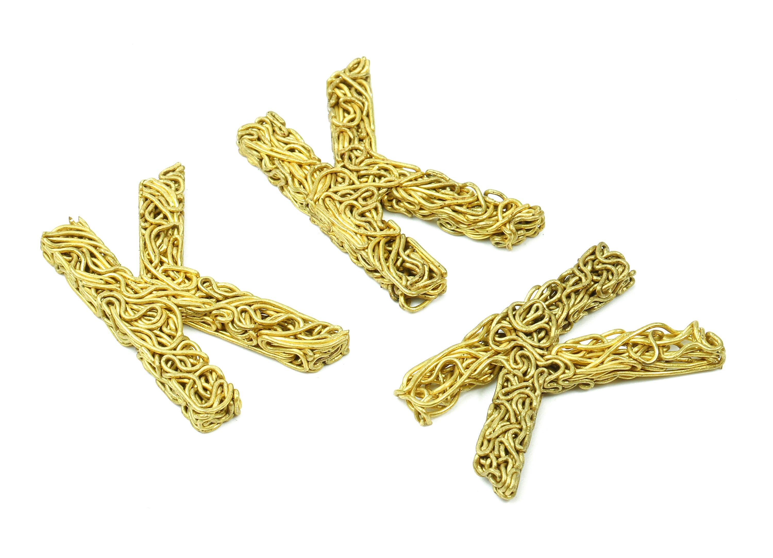 Brass K letter Pendant - Raw Brass Hammered Wire Letter K Alphabets Charms  - Jewelry Supplies - 28.05x15.83x3.1mm - PP2929 - DOMEDBAZAAR