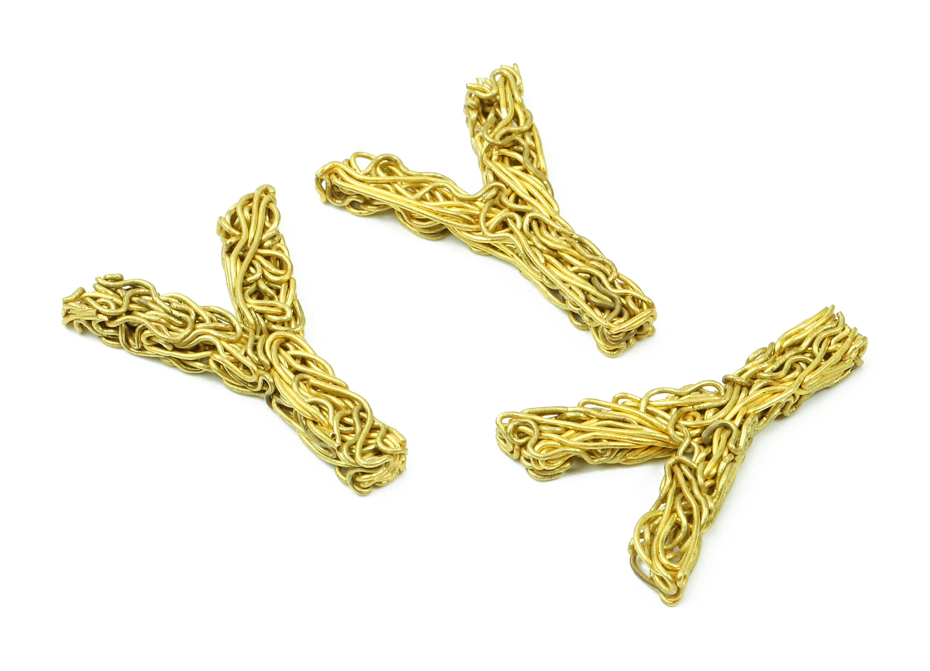 Brass Y letter Pendant - Raw Brass Hammered Wire Letter Y Alphabets Charms  - Jewelry Supplies - 27.62x20.19x3.47mm - PP2943 - DOMEDBAZAAR