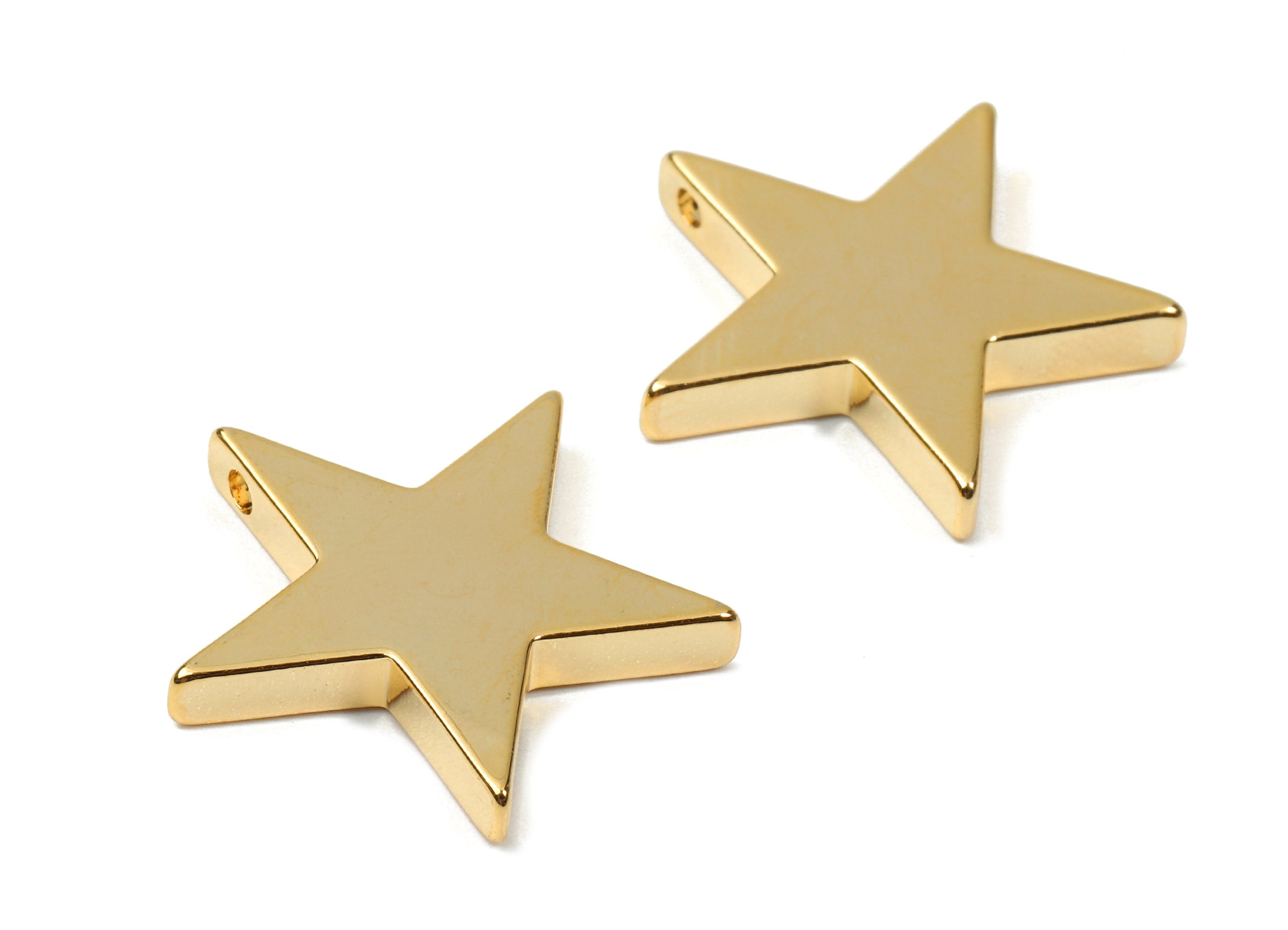 Brass Star Charms - Brass Star Stamping Blank - 18K Real Gold Plated Brass - Brass Earring & Necklace Pendant - 21.65x21.65x3.02mm - RGP2254 - DOMEDBAZAAR
