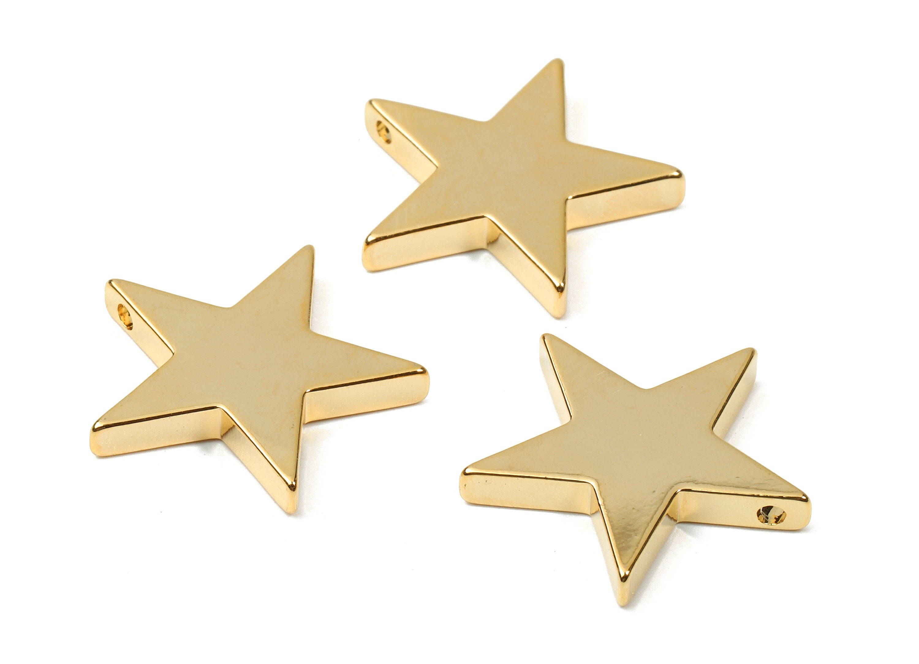 Brass Star Charms - Brass Star Stamping Blank - 18K Real Gold Plated Brass - Brass Earring & Necklace Pendant - 21.65x21.65x3.02mm - RGP2254 - DOMEDBAZAAR