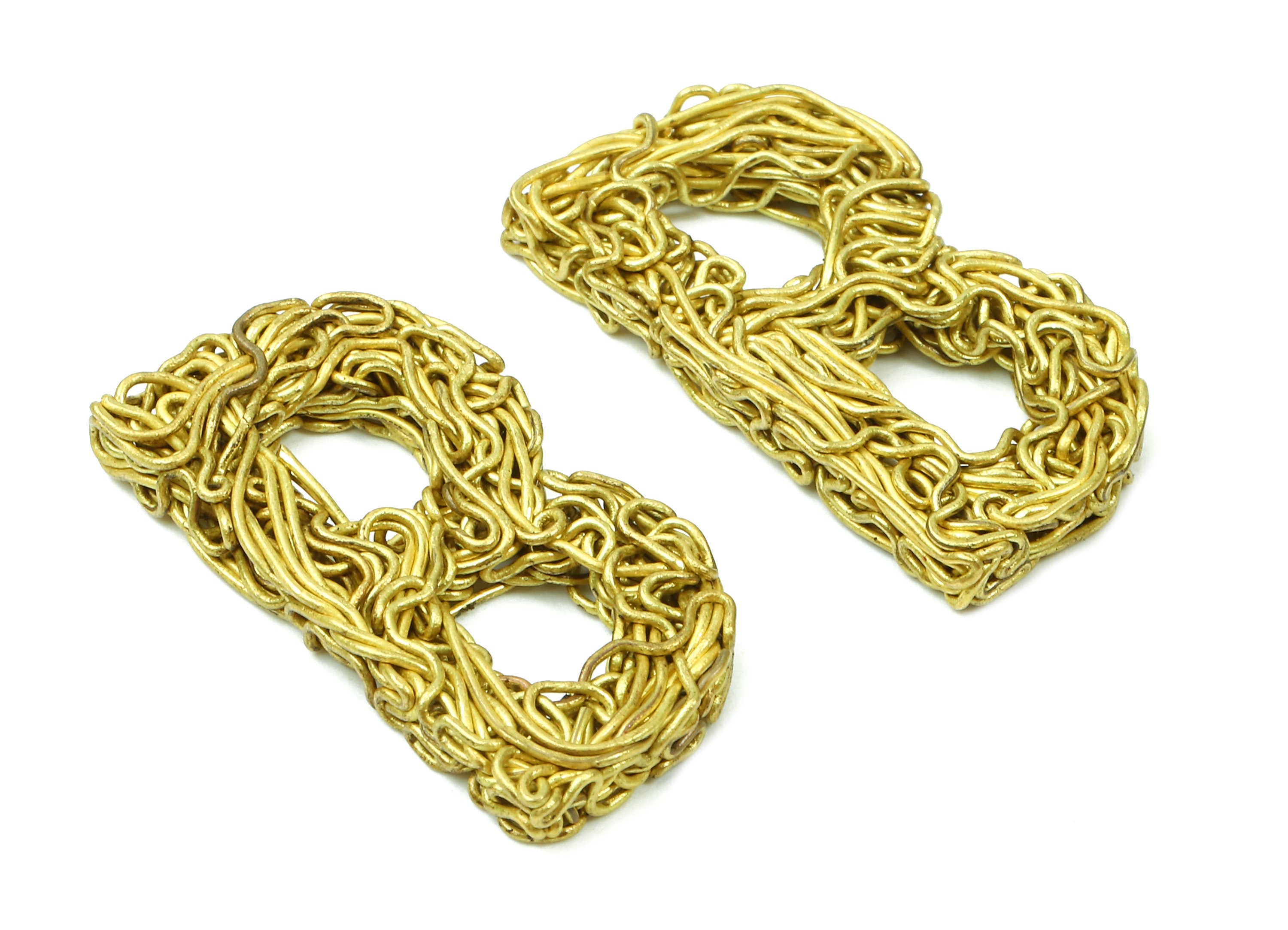 Brass B letter Pendant - Raw Brass Hammered Wire Letter B Alphabets Charms  - Jewelry Supplies - 28.57x15.39x3.45mm - PP2920 - DOMEDBAZAAR