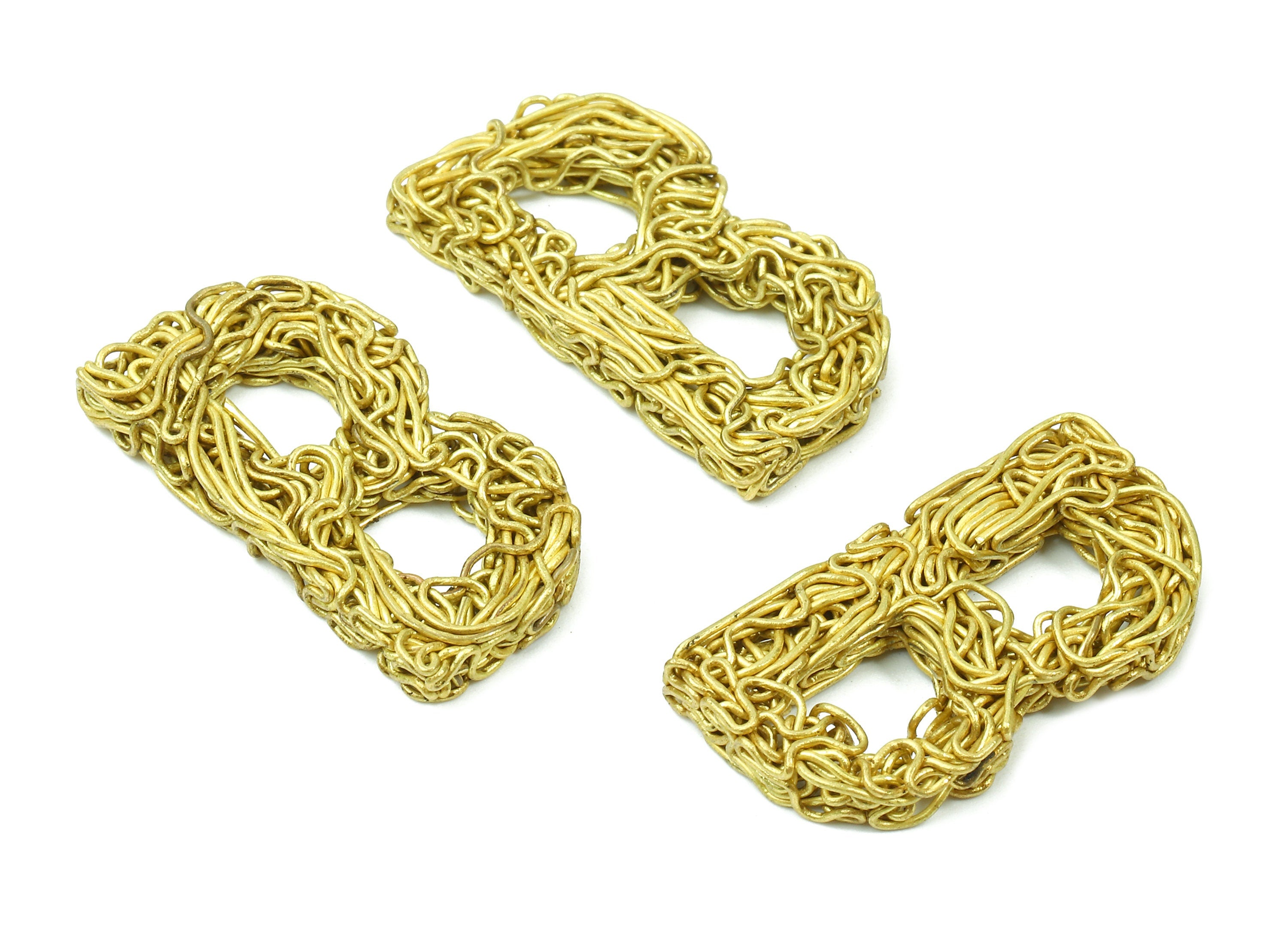 Brass B letter Pendant - Raw Brass Hammered Wire Letter B Alphabets Charms  - Jewelry Supplies - 28.57x15.39x3.45mm - PP2920 - DOMEDBAZAAR