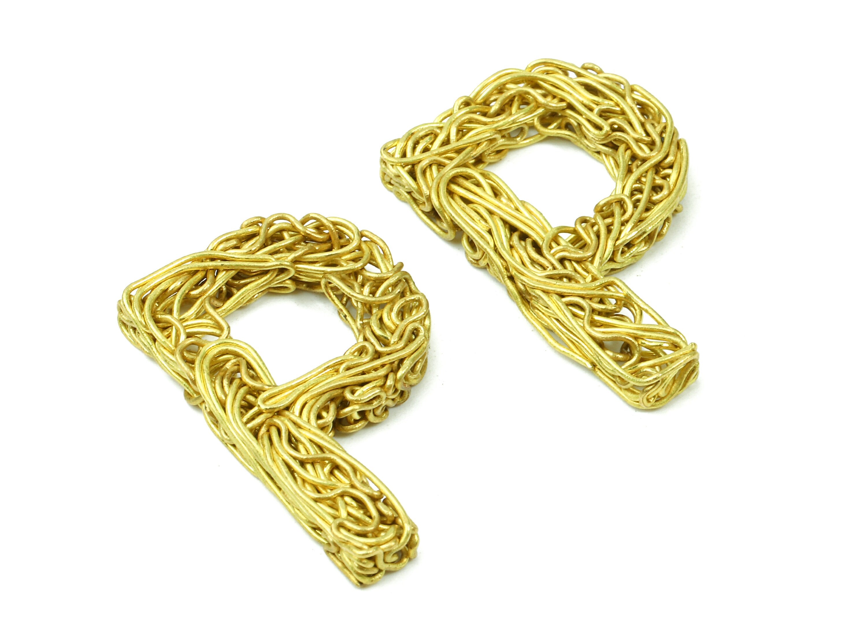 Brass P letter Pendant - Raw Brass Hammered Wire Letter P Alphabets Charms  - Jewelry Supplies - 27.85x17.74x3.58mm - PP2934 - DOMEDBAZAAR
