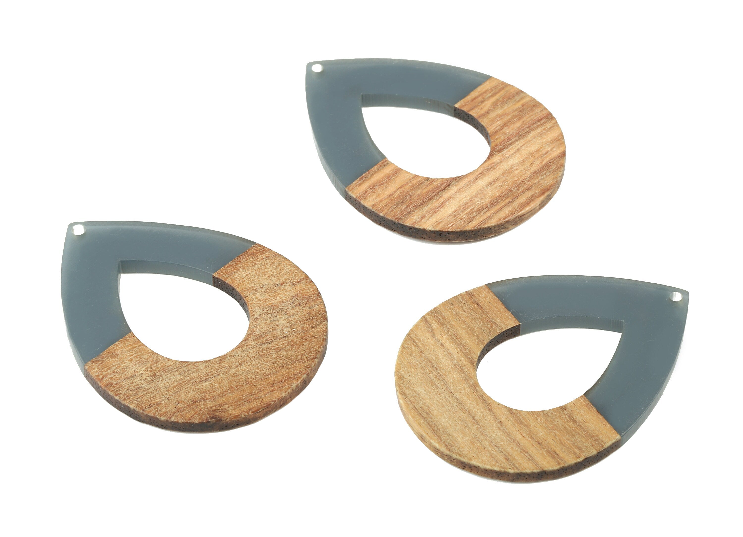 Epoxy Redwood Drop Charms - Epoxy Resin Wood Drop Pendant -  Redwood and Resin Necklace - Jewelry Supplies - 56.88x42.74x3.37mm - BB1096A - DOMEDBAZAAR