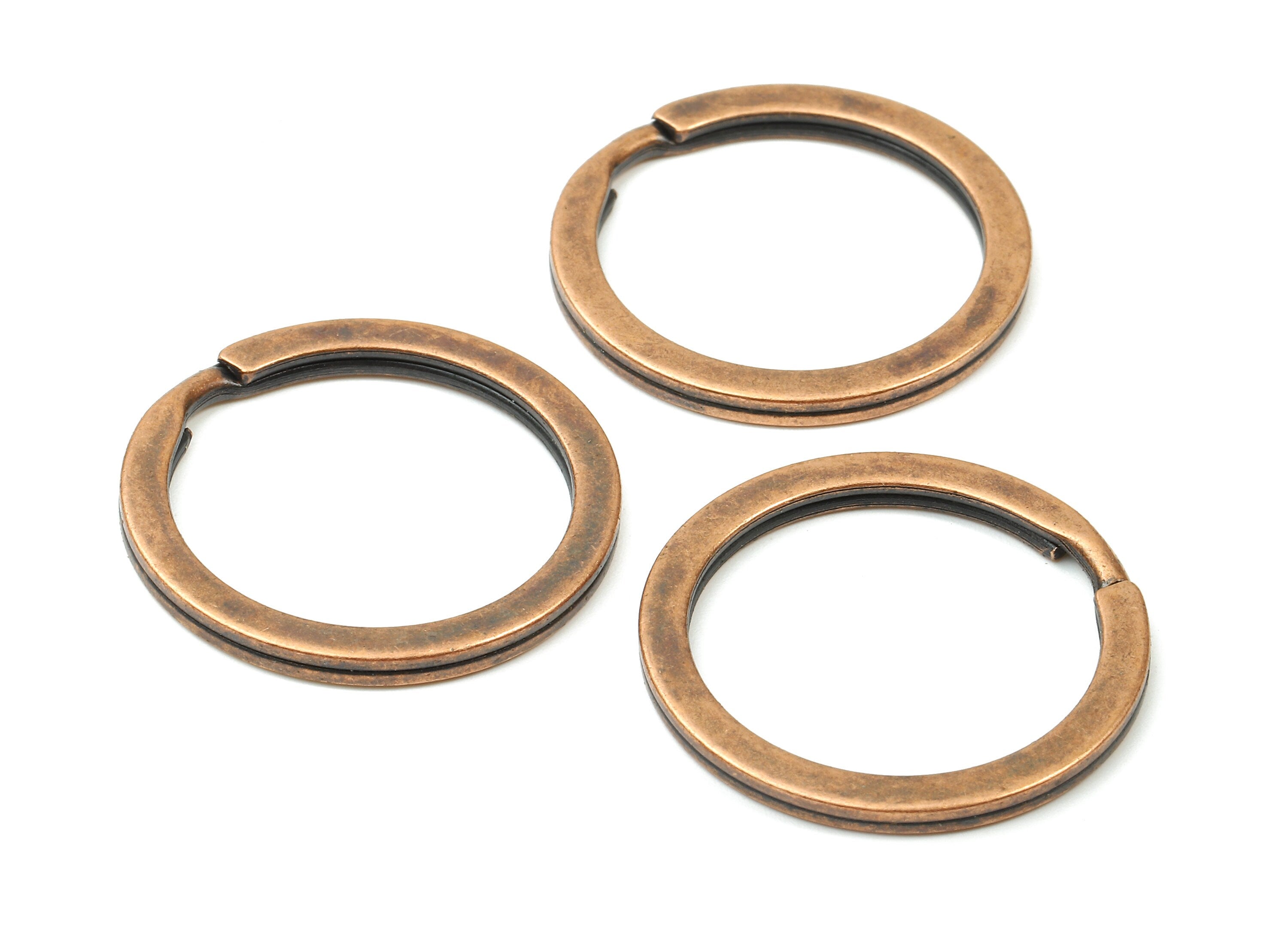 Antique Copper Metal Key Rings - Flat Split Rings - Circle Key Rings - Keychain Connectors - Jewelry Supplies - 27.77x27.77x2mm - PP2858AC - DOMEDBAZAAR