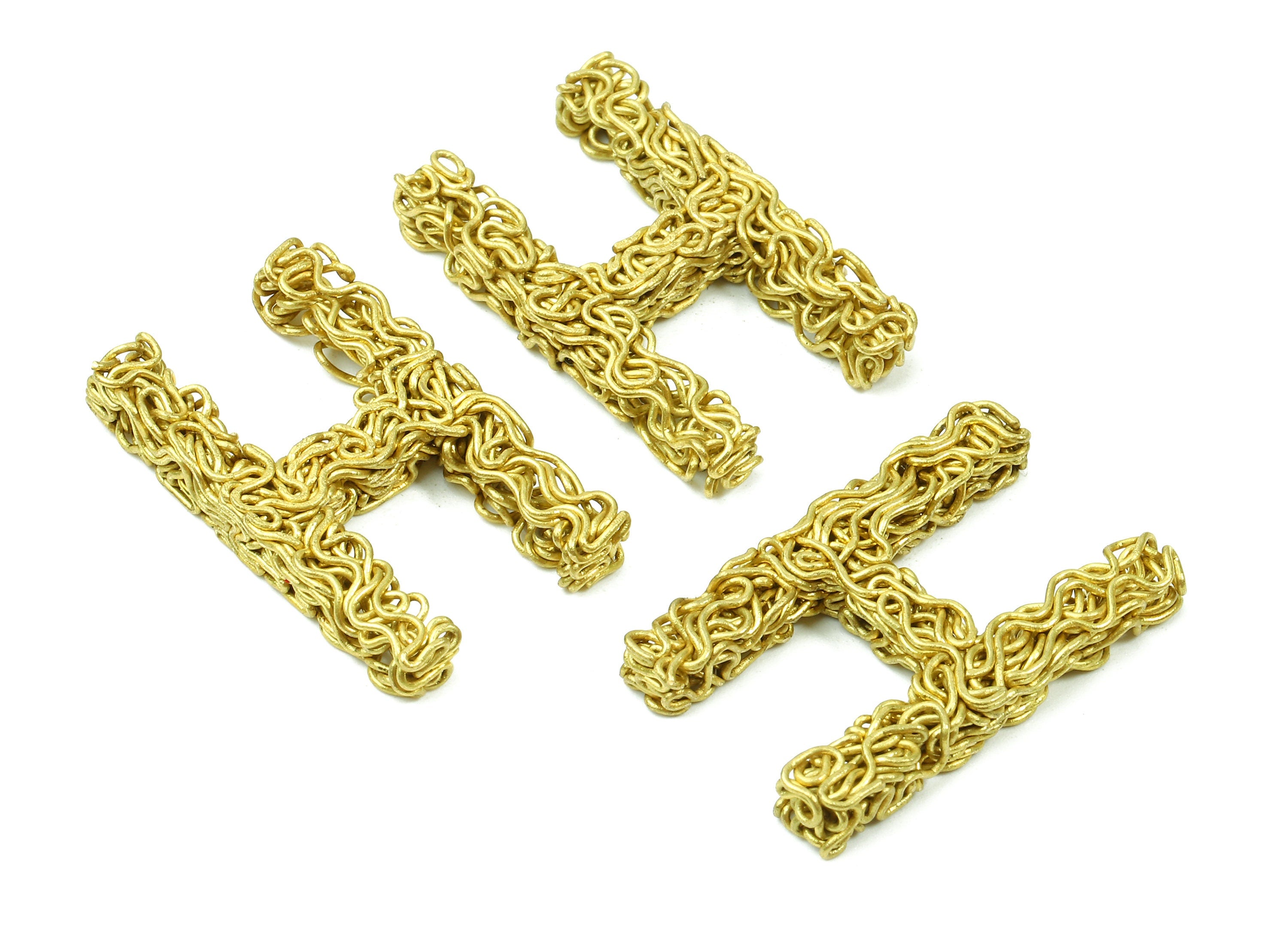 Brass H letter Pendant - Raw Brass Hammered Wire Letter H Alphabets Charms - Jewelry Supplies - 27.99x17.02x4.33mm - PP2926 - DOMEDBAZAAR