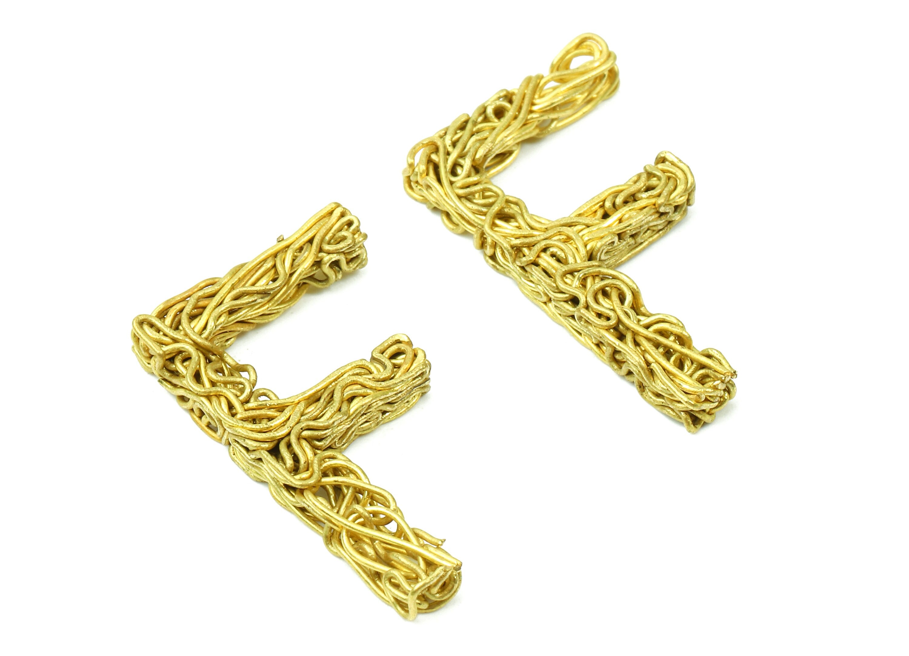 Brass F letter Pendant - Raw Brass Hammered Wire Letter F Alphabets Charms - Jewelry Supplies - 27.98x16.68x3.95mm - PP2924 - DOMEDBAZAAR