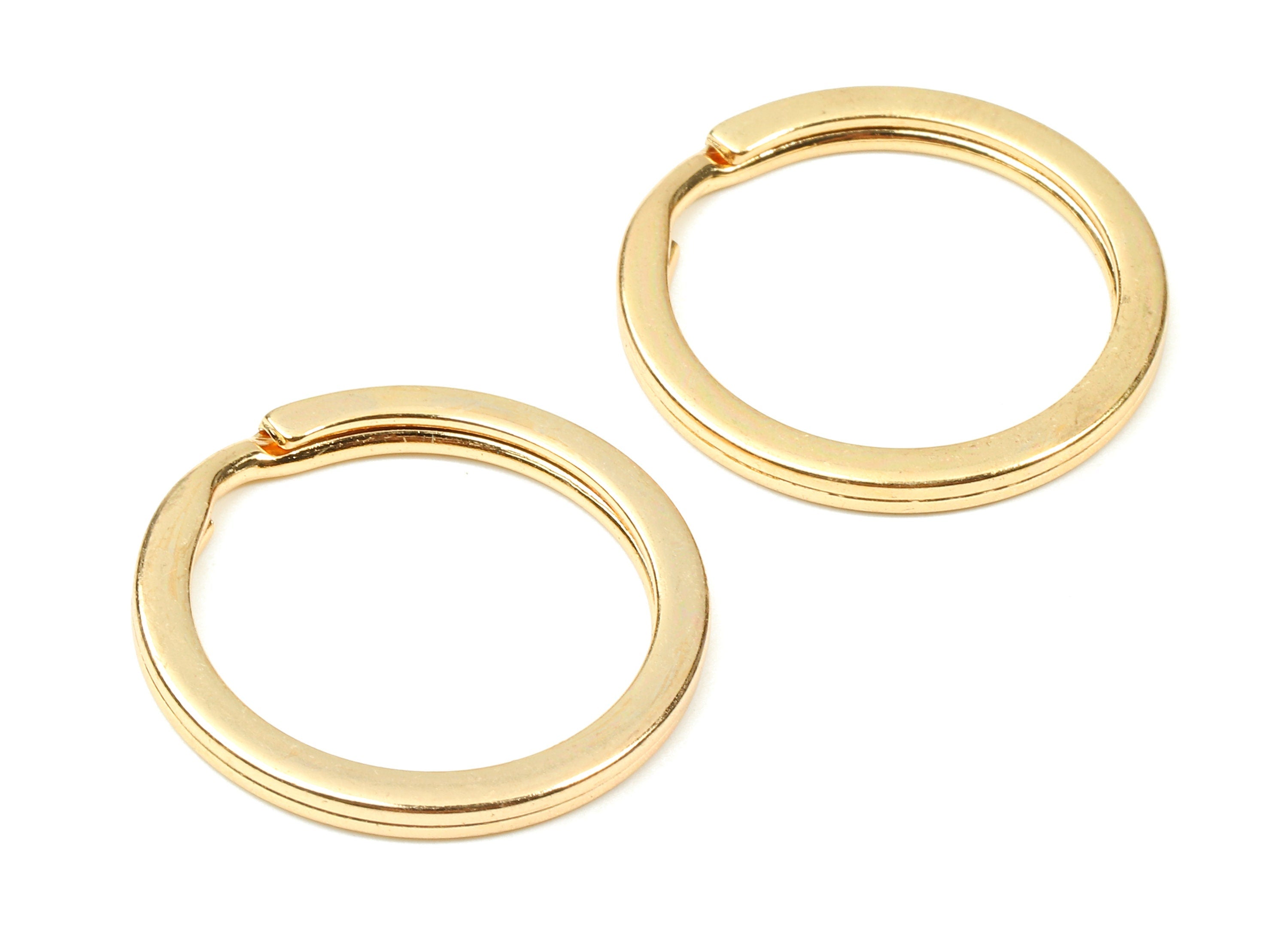 KC Gold Tone Metal Key Rings - Flat Split Rings - Circle Key Rings - Keychain Connectors - Jewelry Supplies - 25.01x25.01x1.8mm - PP2857KC - DOMEDBAZAAR