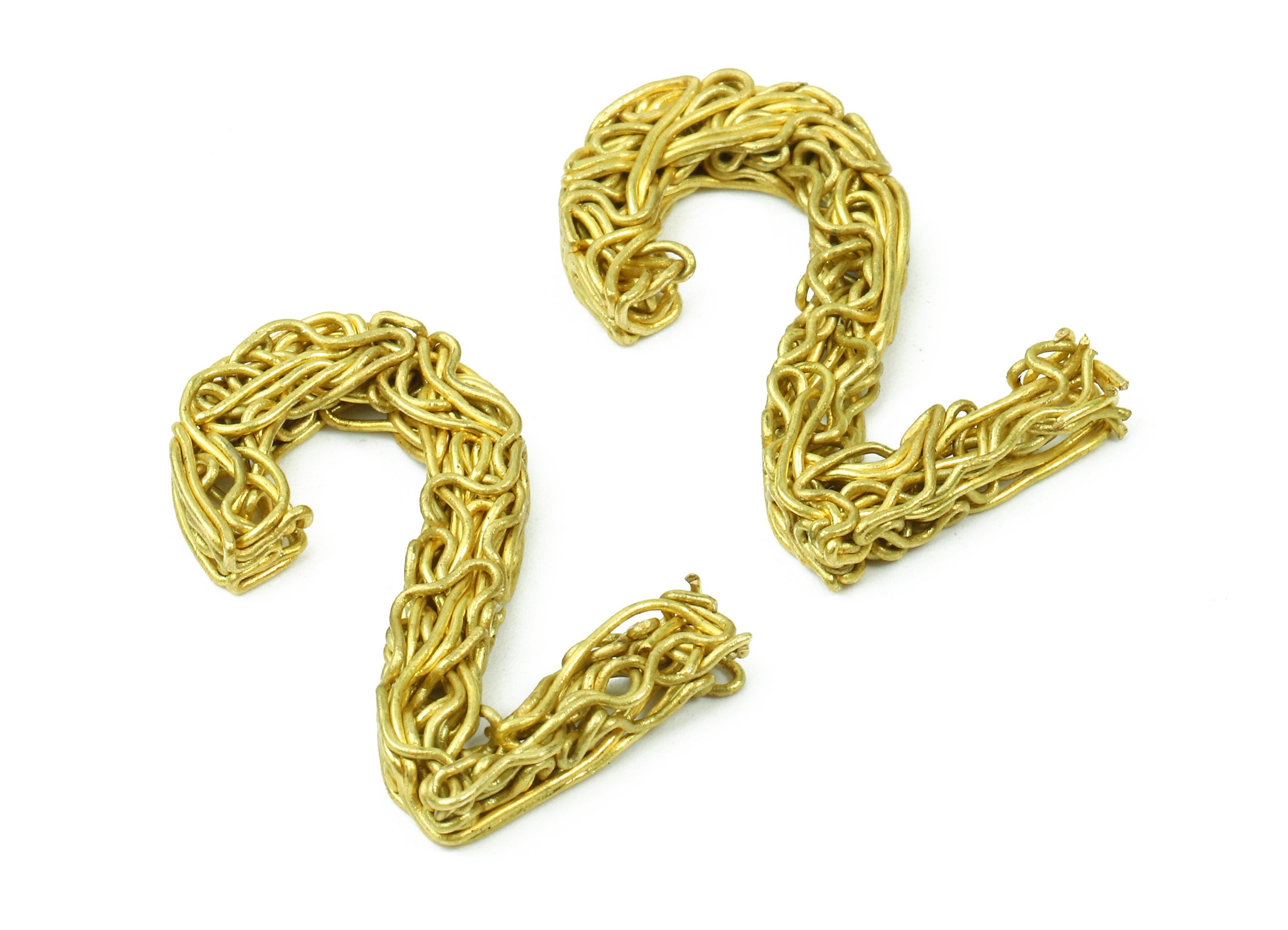 Brass 2 Number Pendant - Raw Brass Hammered Wires 2 Number Charms - Jewelry Supplies - 26.38x15.63x3.35mm - PP2911 - DOMEDBAZAAR