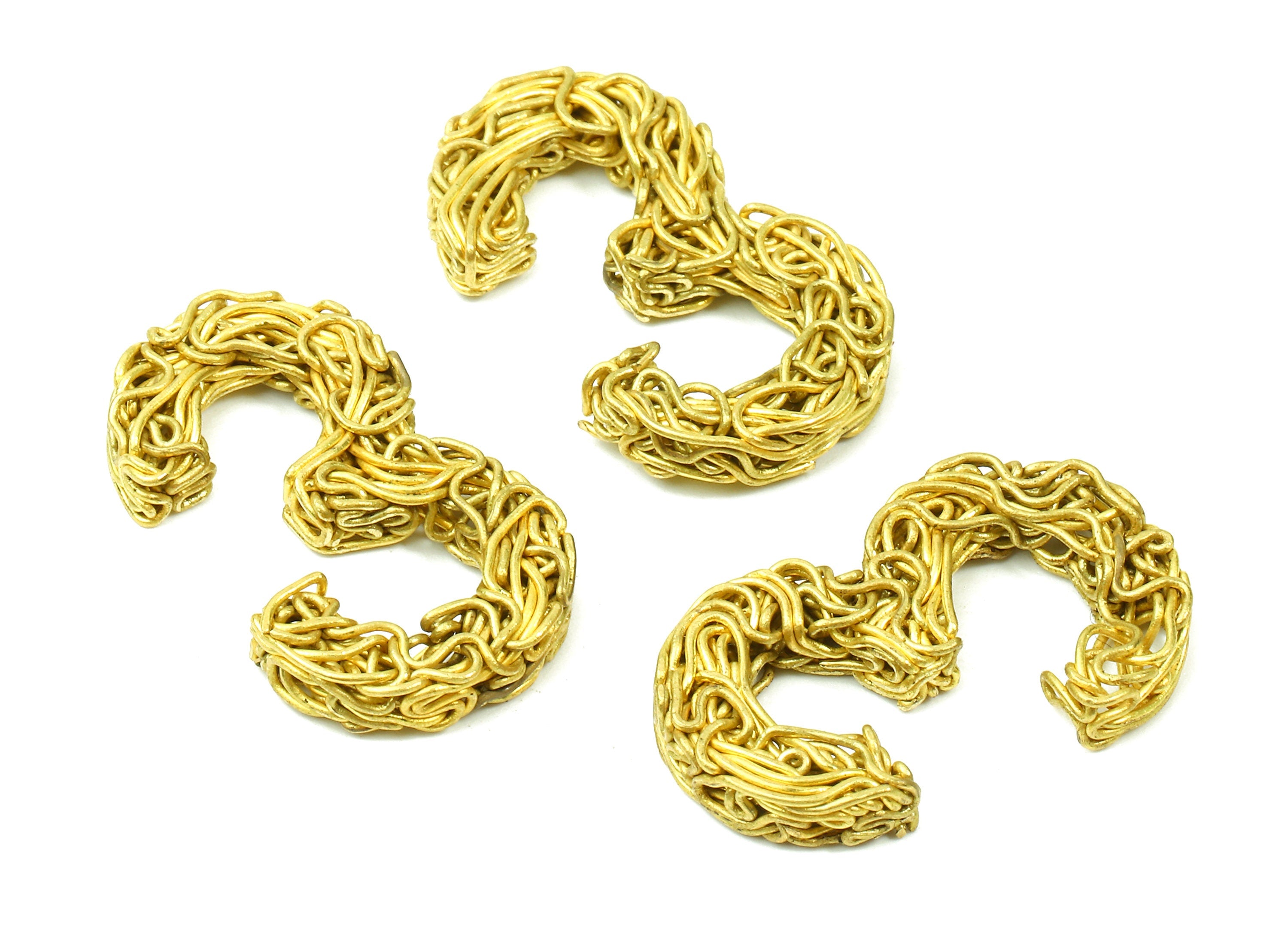 Brass 3 Number Pendant - Raw Brass Hammered Wires 3 Number Charms - Jewelry Supplies - 26.46x16.15x3.37mm - PP2912 - DOMEDBAZAAR
