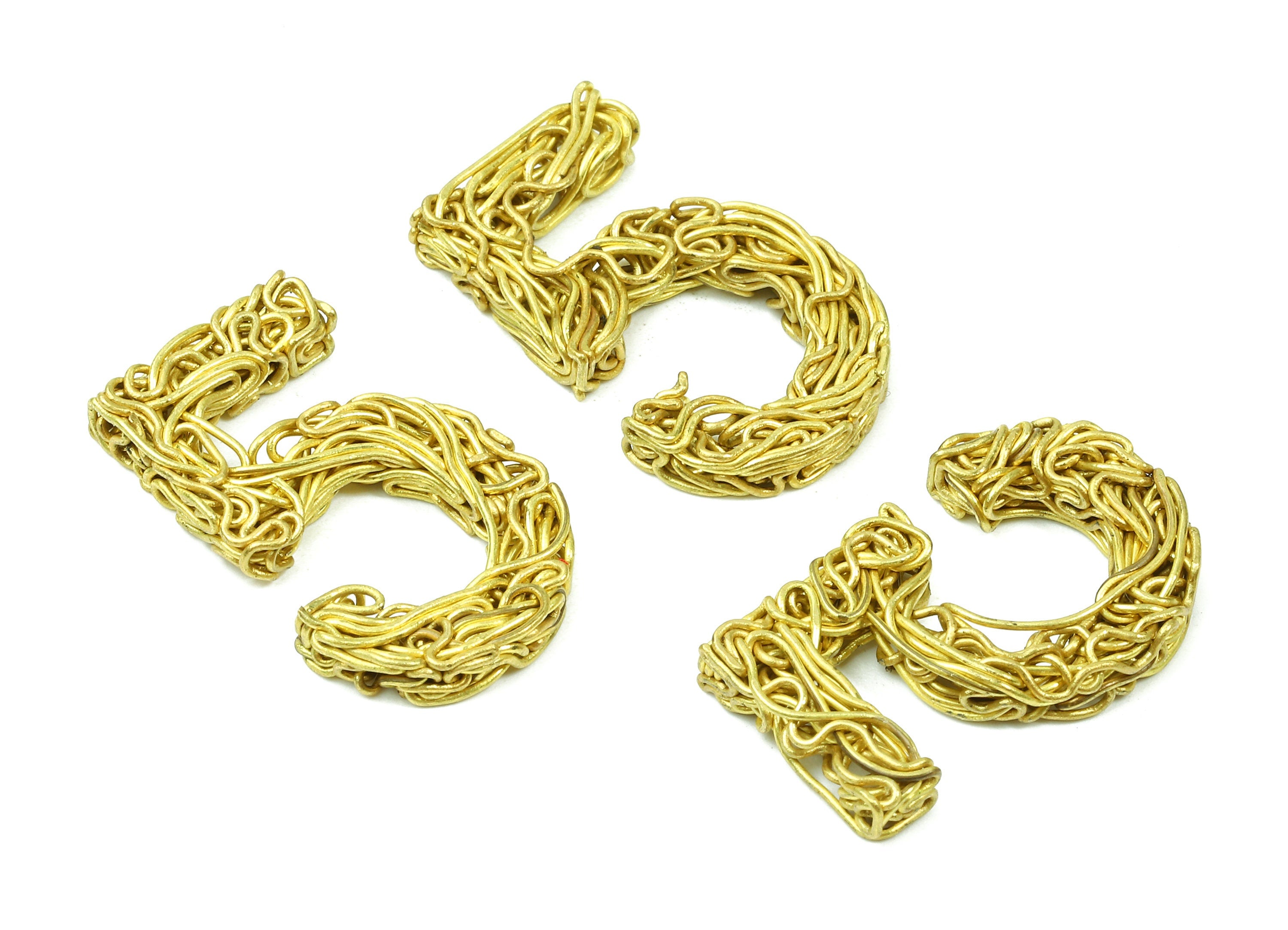 Brass 5 Number Pendant - Raw Brass Hammered Wires 5 Number Charms - Jewelry Supplies - 26.03x16.23x3.36mm - PP2914 - DOMEDBAZAAR