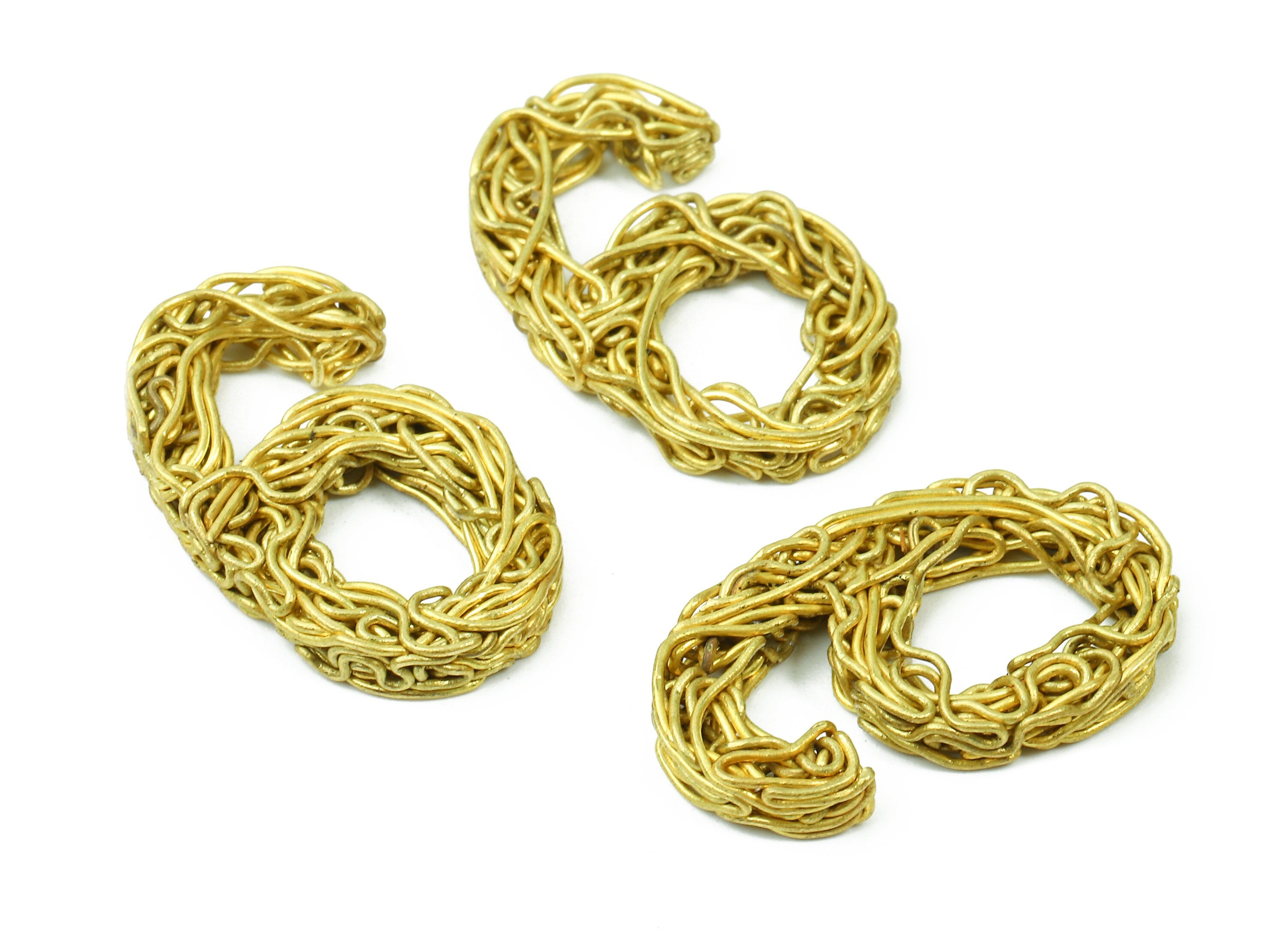 Brass 6 Number Pendant - Raw Brass Hammered Wires 6 Number Charms - Jewelry Supplies - 25.21x14.7x3.38mm - PP2915 - DOMEDBAZAAR