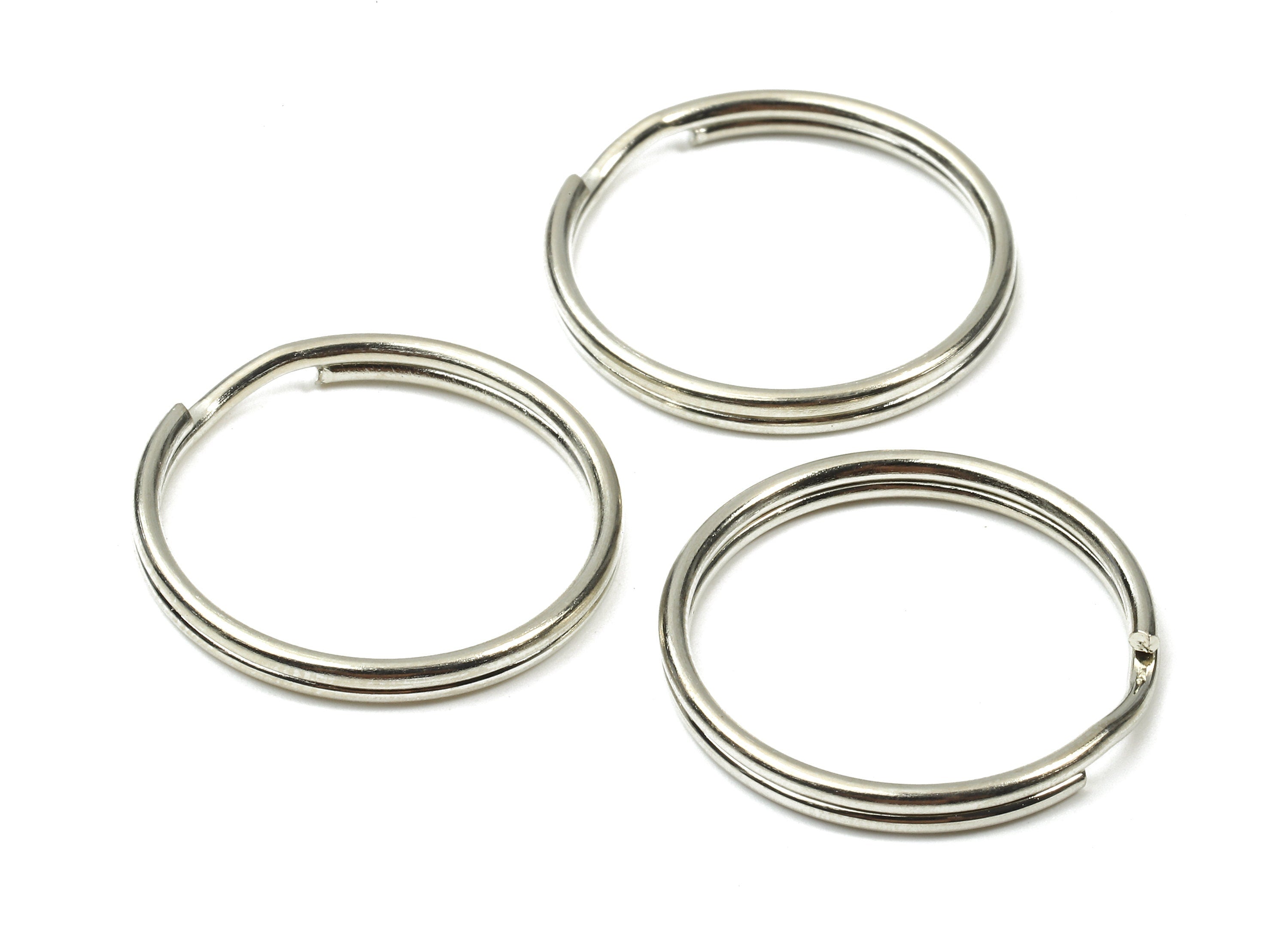 Silver Plated Metal Key Rings - Split Rings - Circle Key Rings - Keychain Connectors - Key Ring Findings - 24.59x24.59x1.5mm - PP2851S - DOMEDBAZAAR
